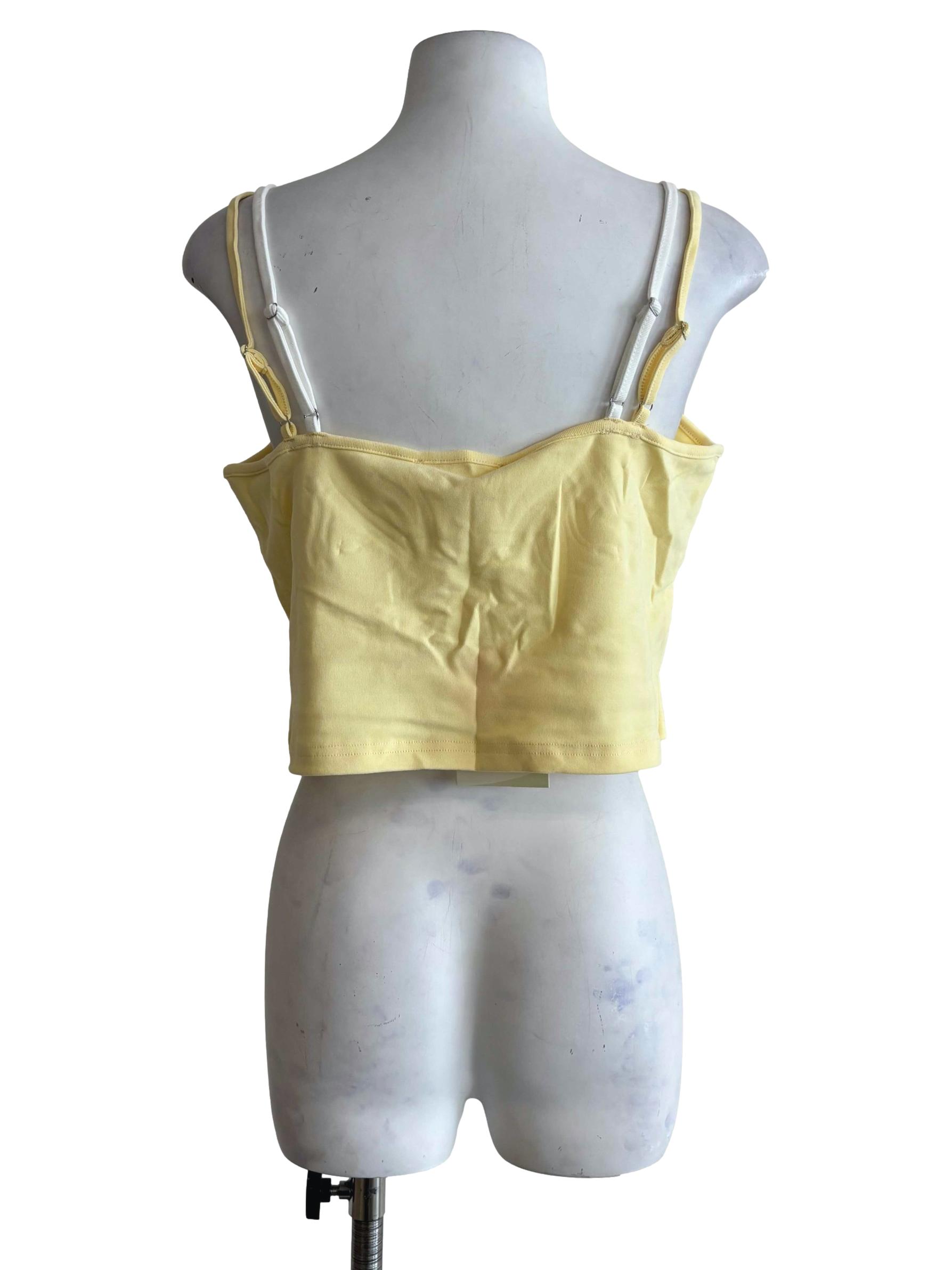 Yellow Amanda Layered Crop Padded Top