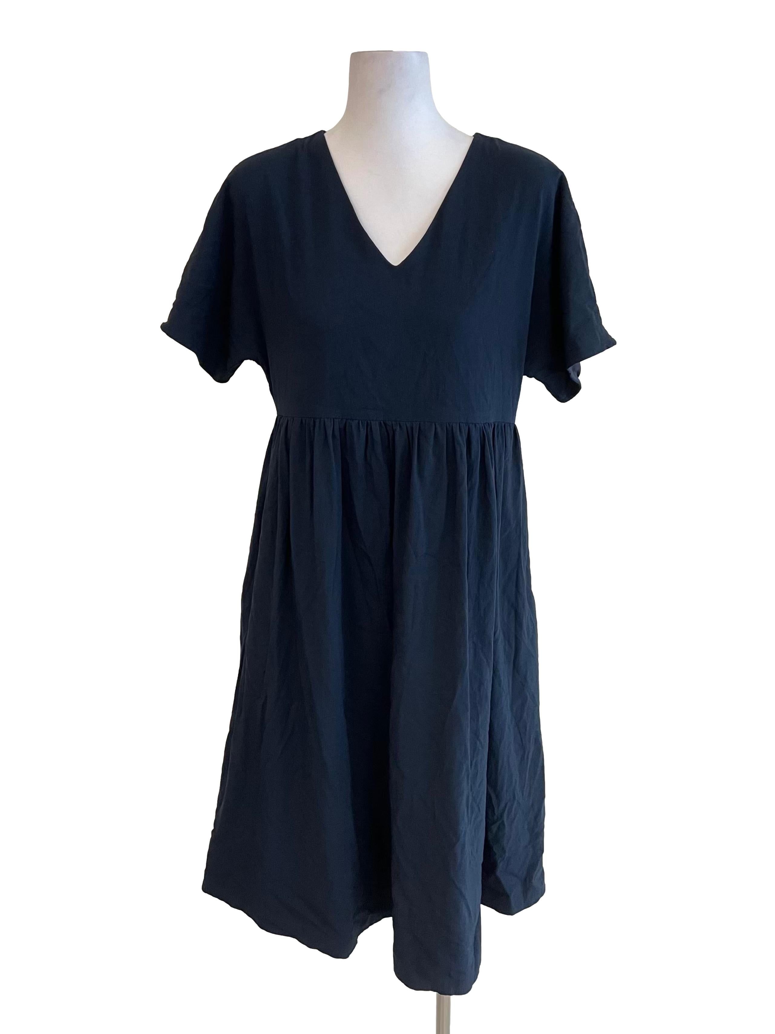 Deep Navy V Neck Doll Dress