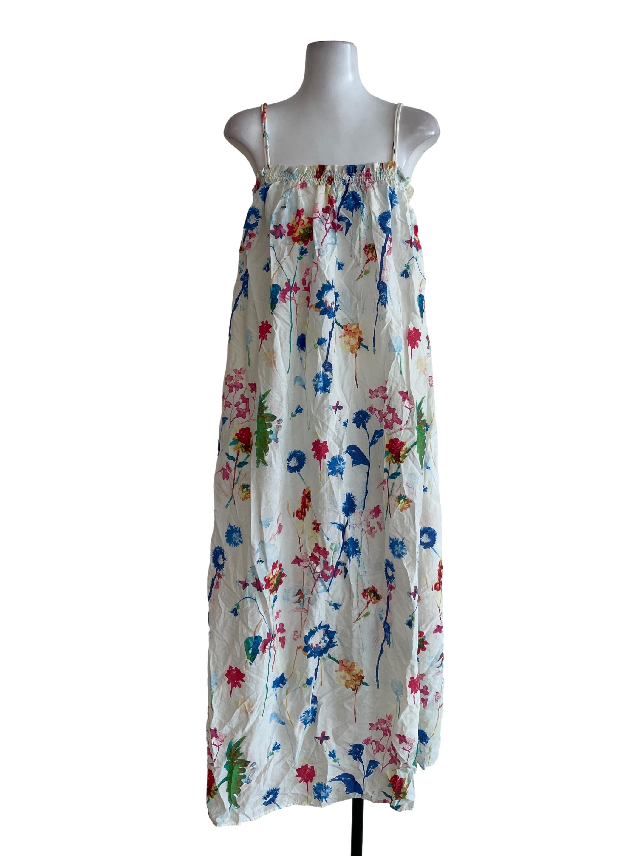 Cotton White Floral Spagetti Dress