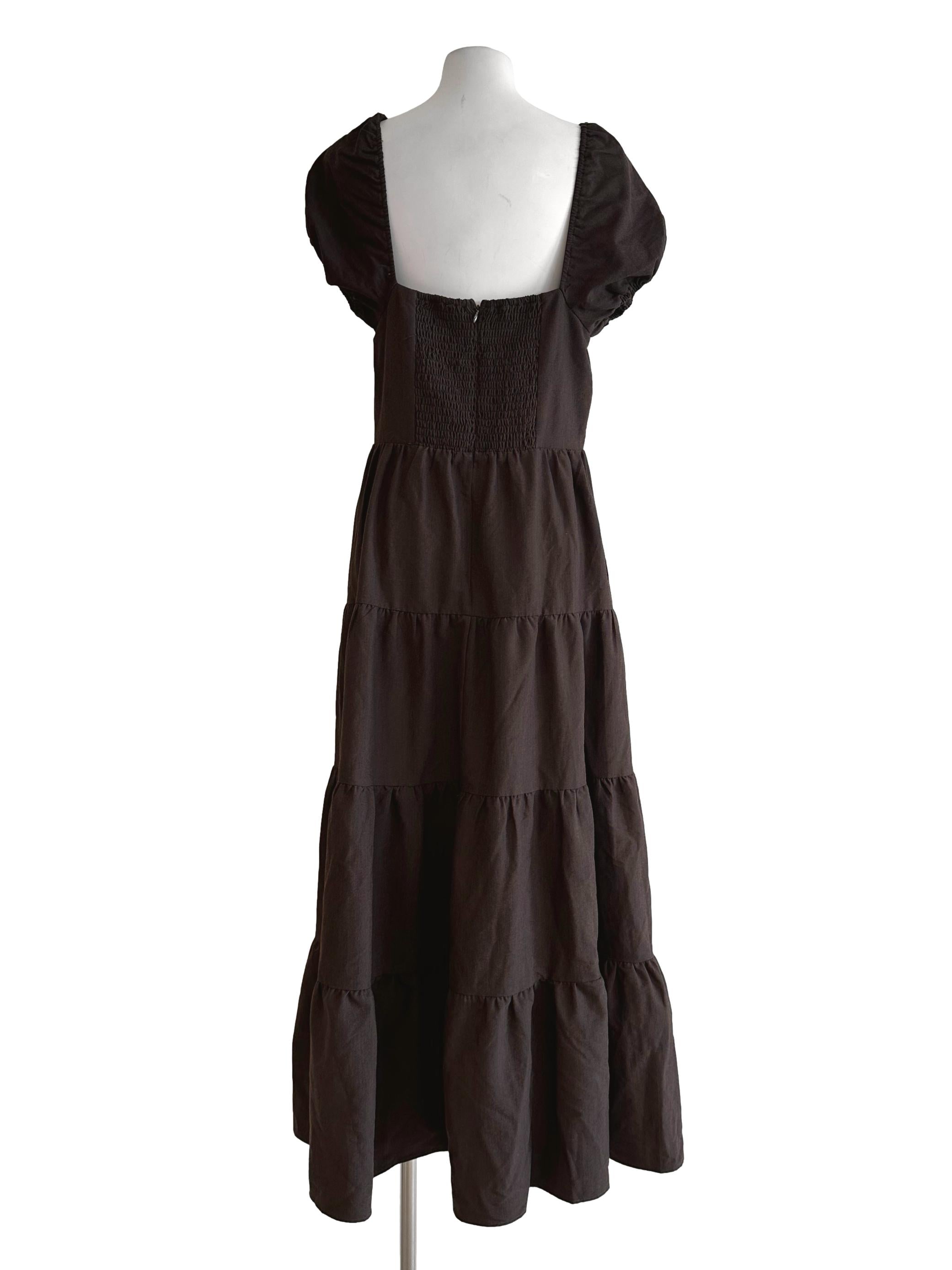 Carob Brown Padded Maxi Dress