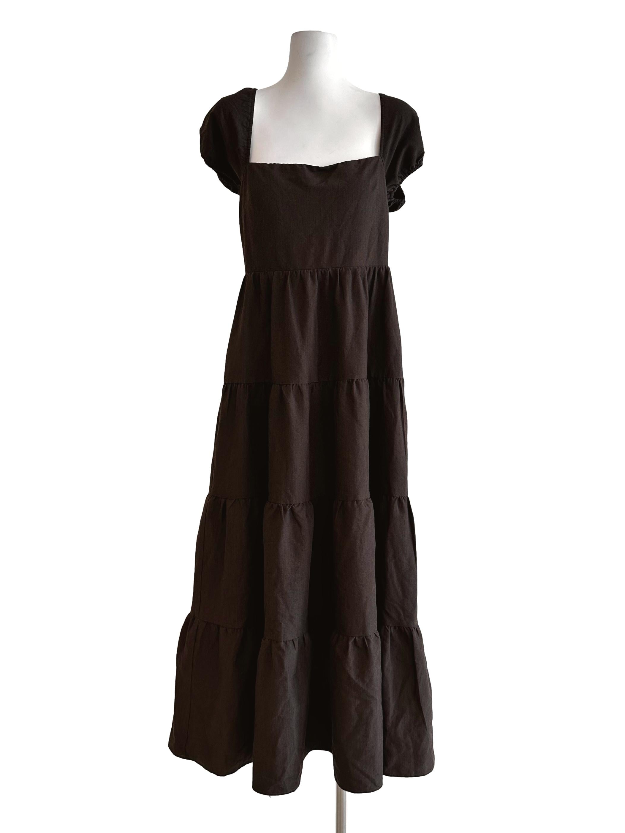 Carob Brown Padded Maxi Dress