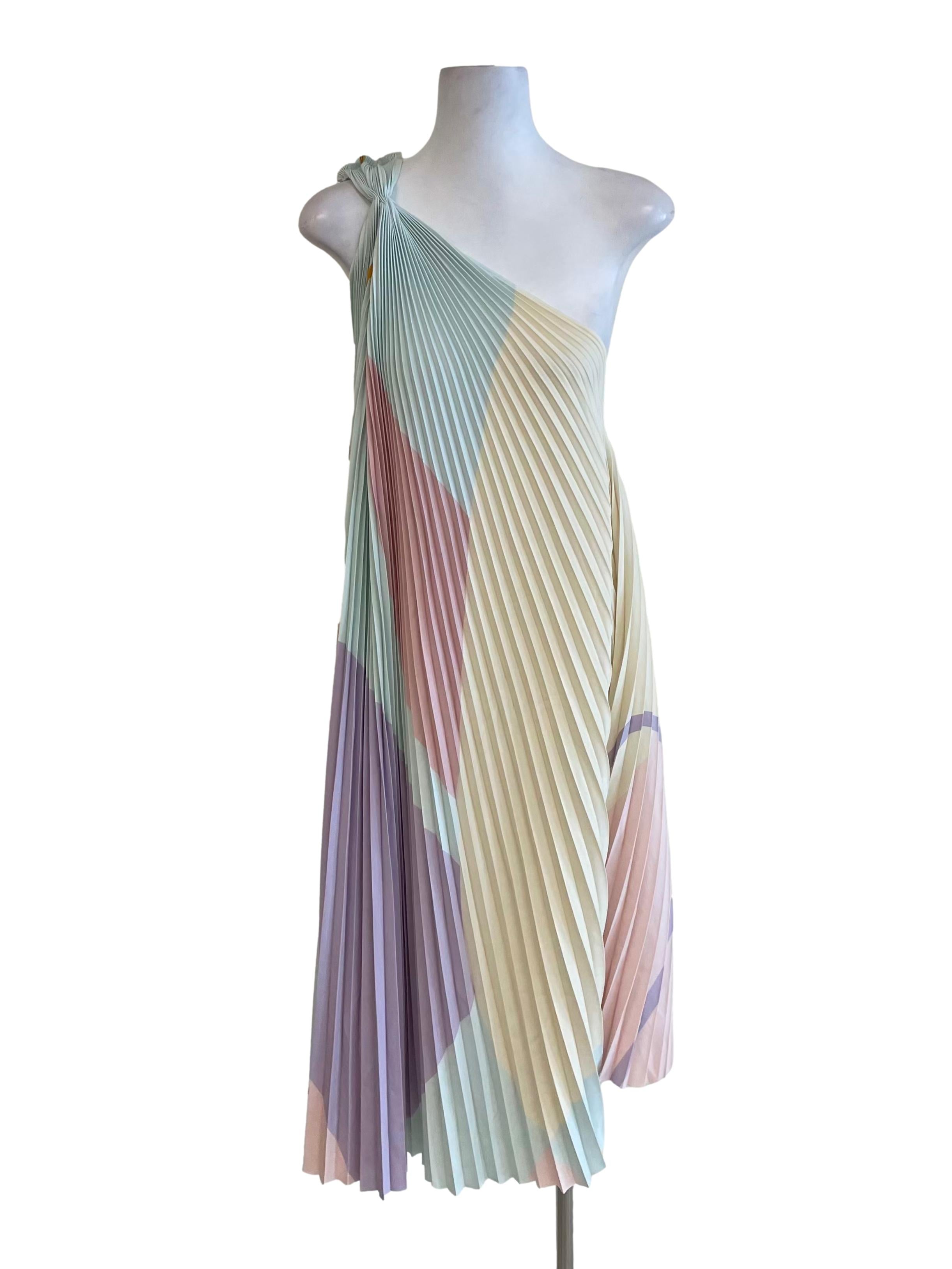 Pastel Multicolor Accordion Handkerchief Dress