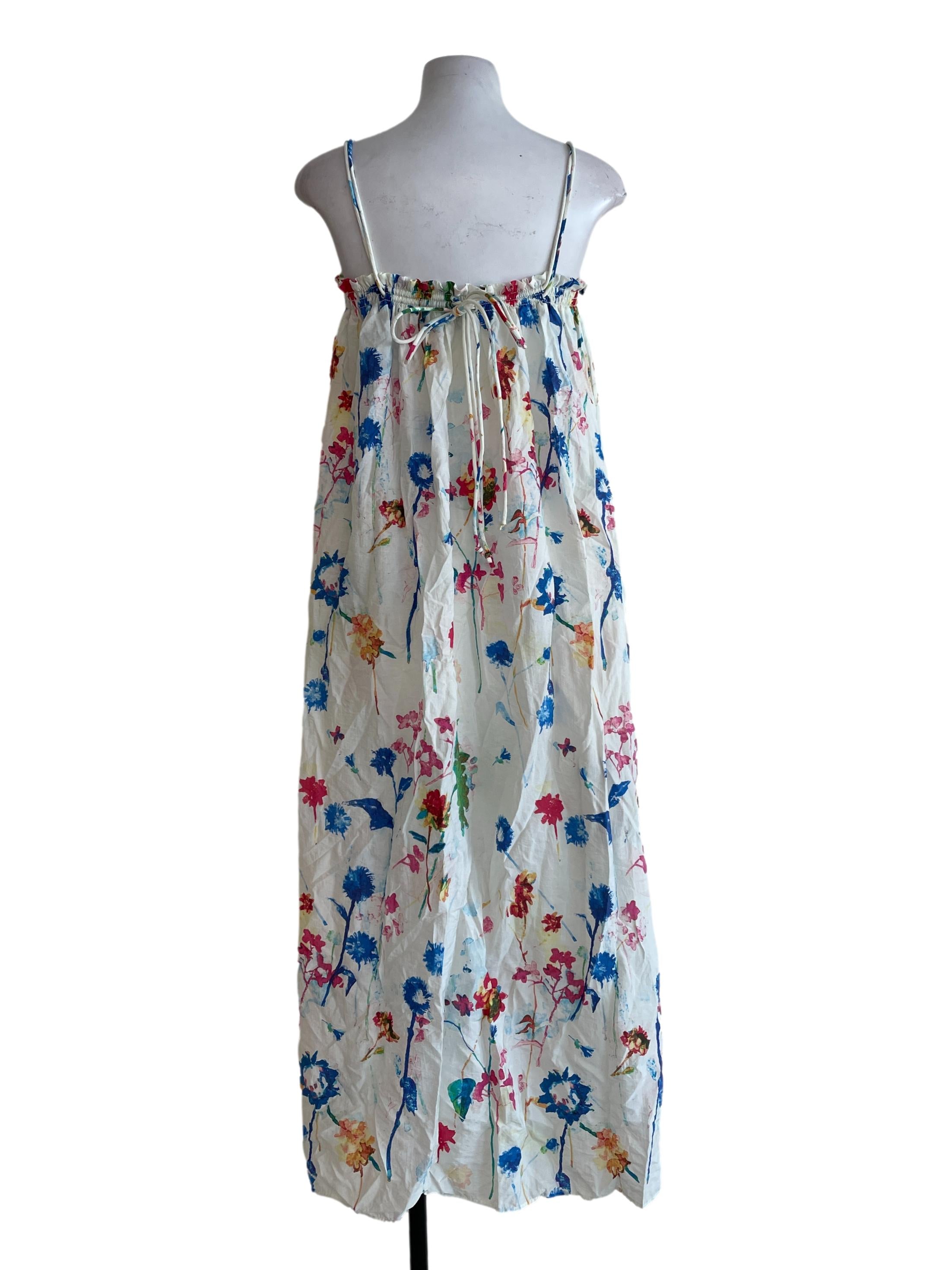Cotton White Floral Spagetti Dress