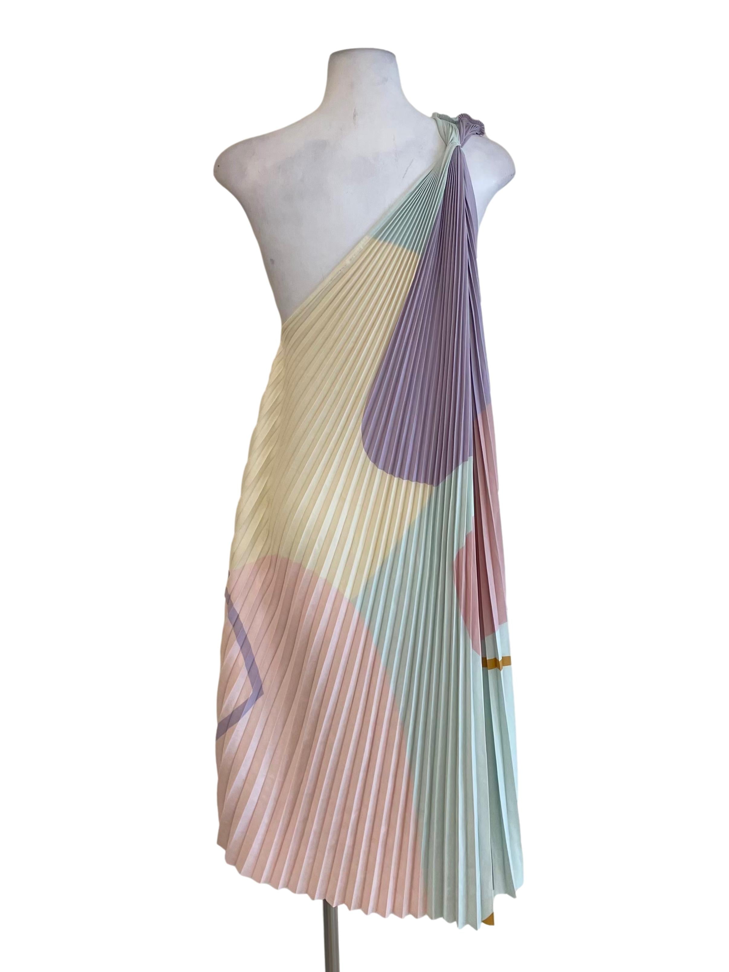 Pastel Multicolor Accordion Handkerchief Dress