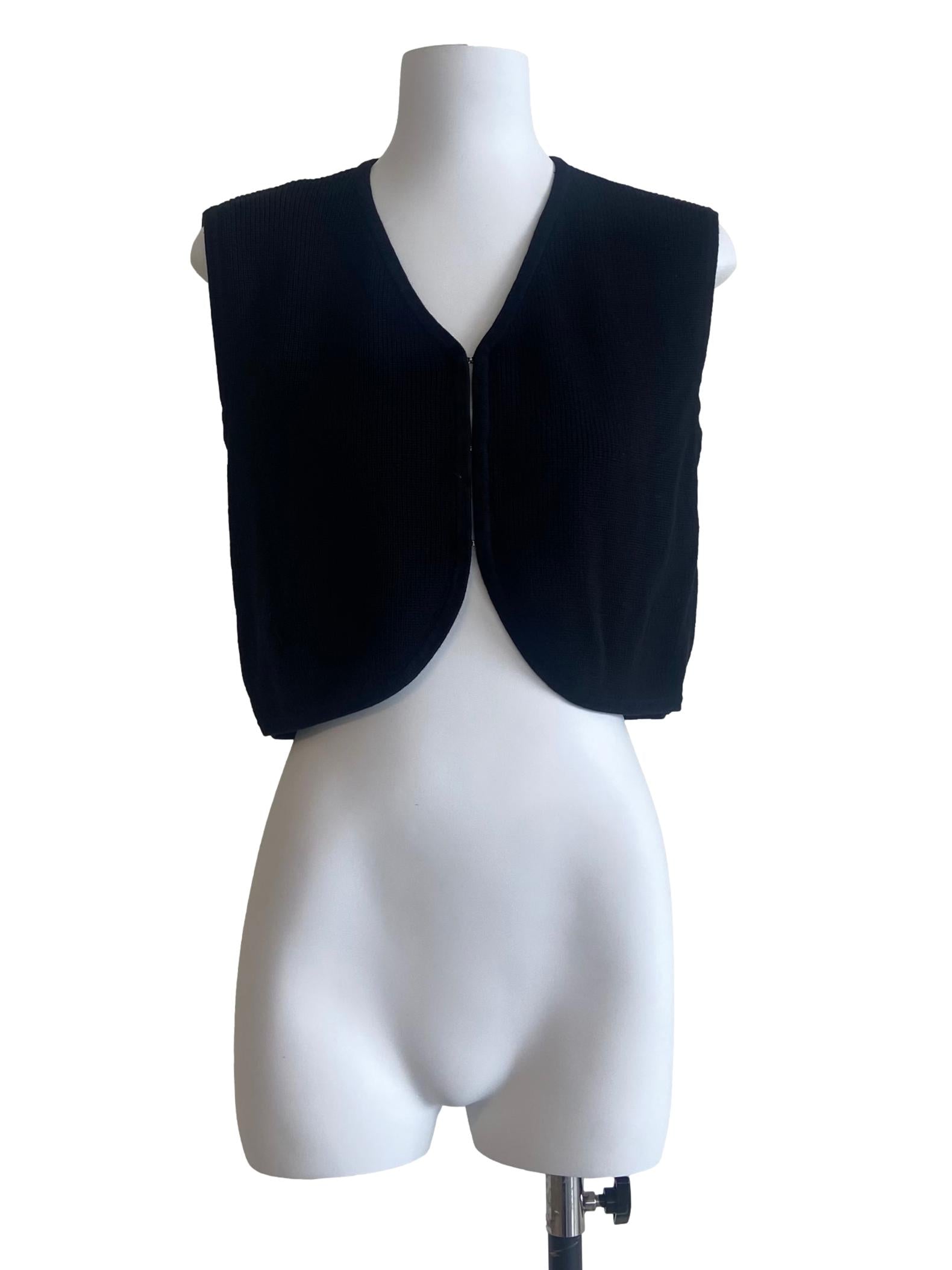 Black Knit Asymmetric Vest TTR
