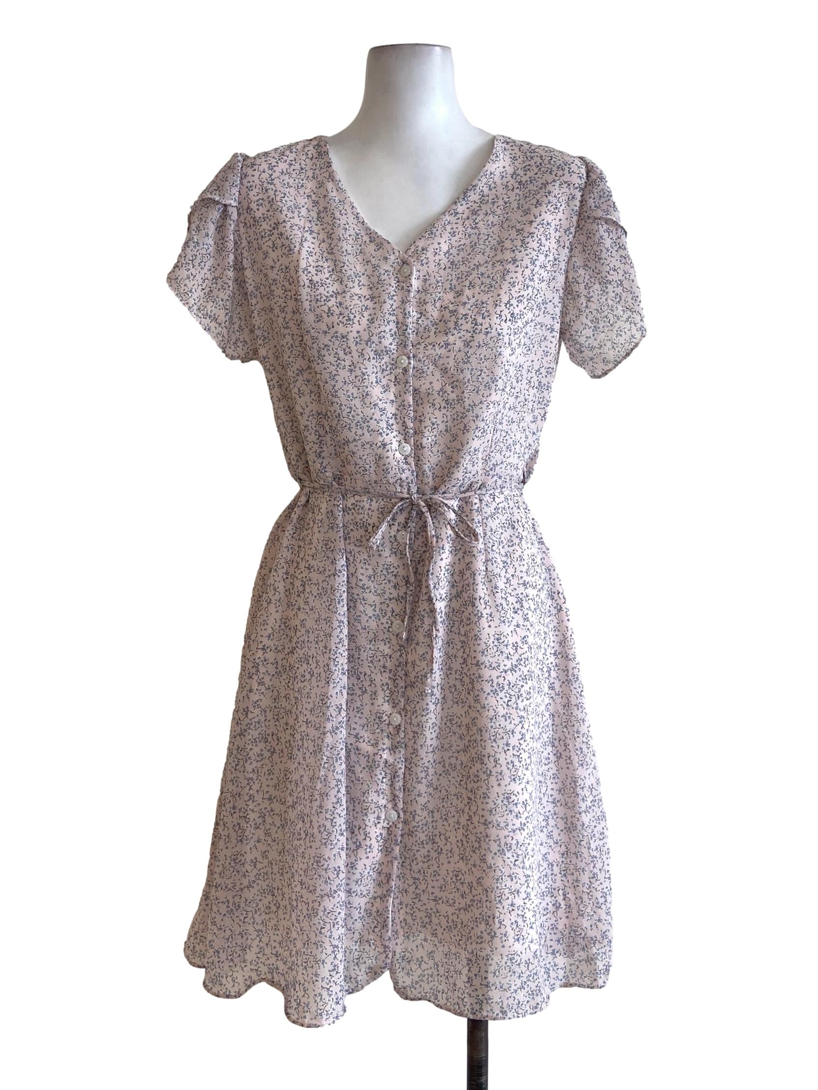 Flamingo Pink Floral Button Down Shirt Dress