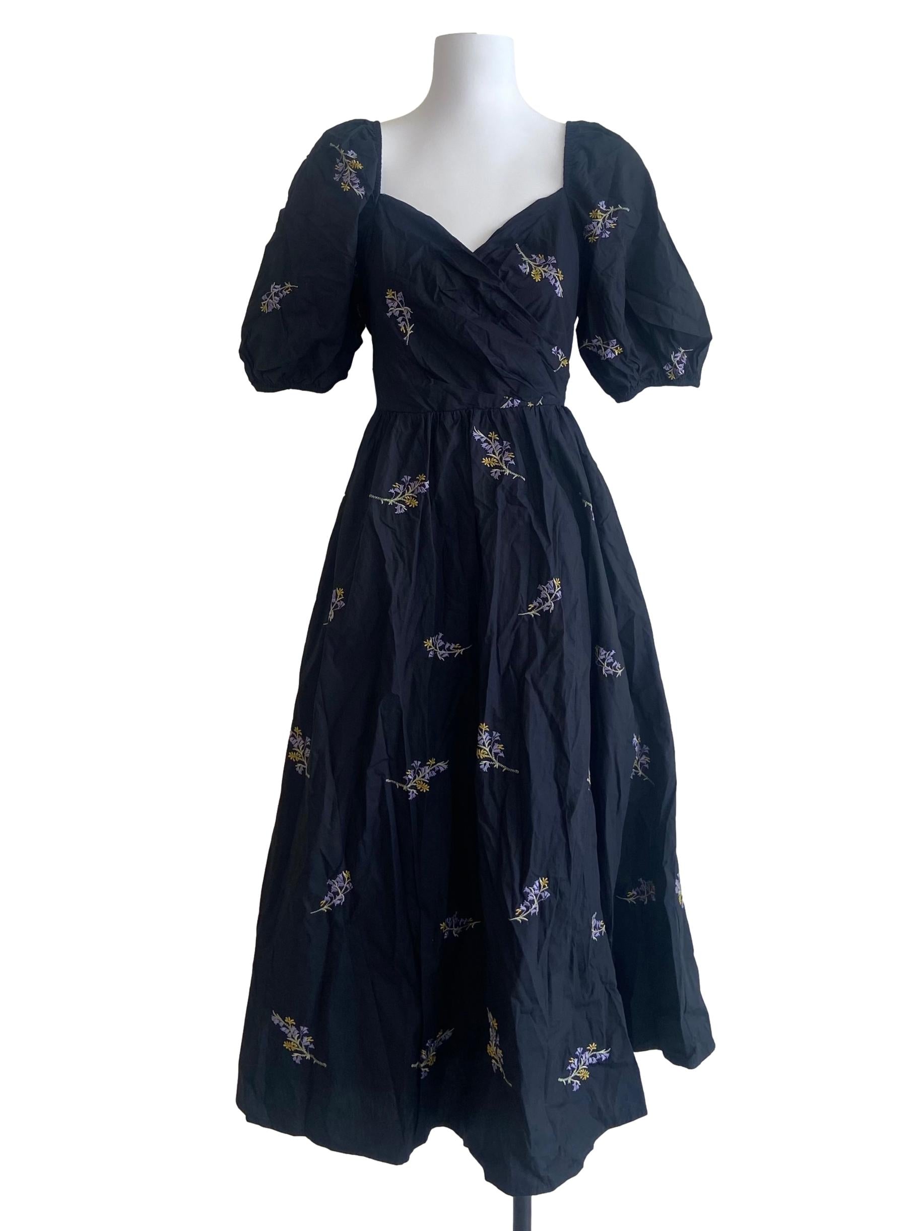 Spruce Blue Floral Wrap Empire Dress TWL
