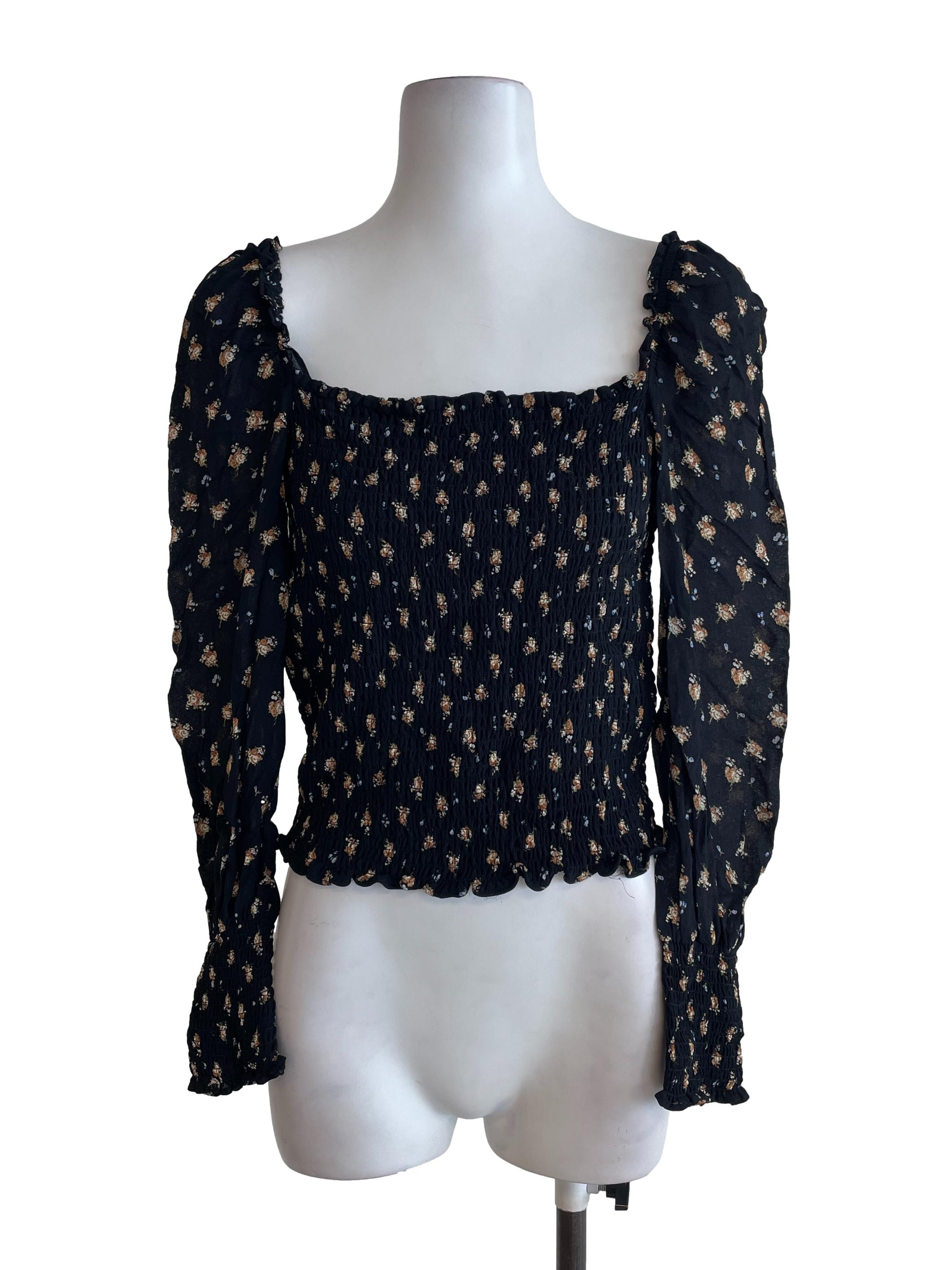 Black Floral Off Shoulder Top