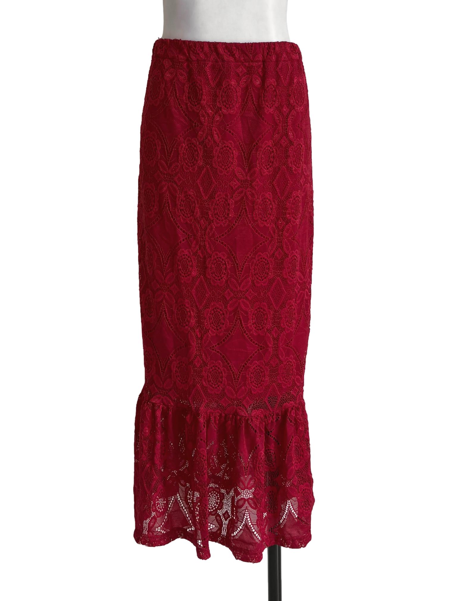 Red Lace Flounce Skirt LB