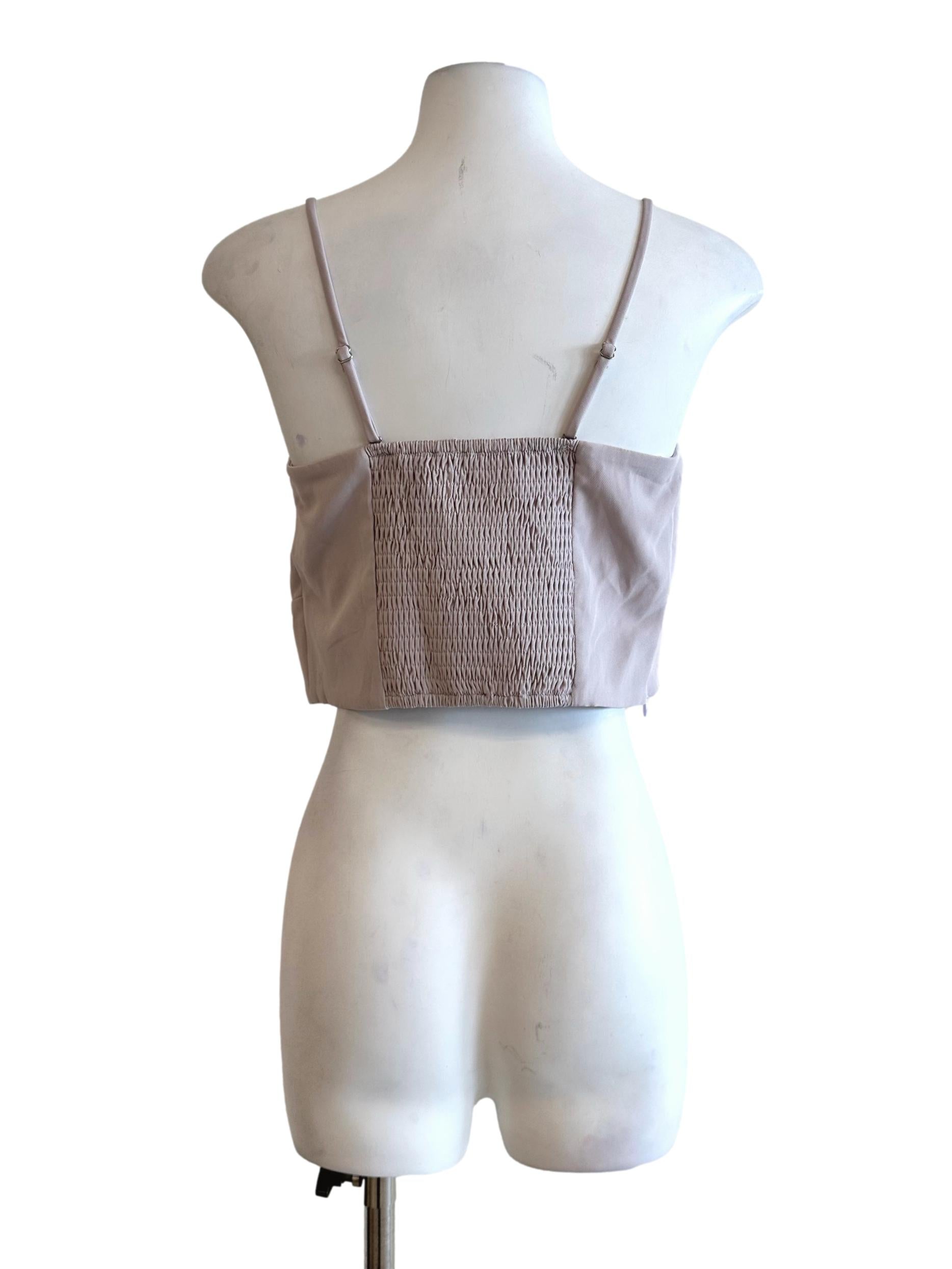 Lavender Purple Padded Pleated Crop Top