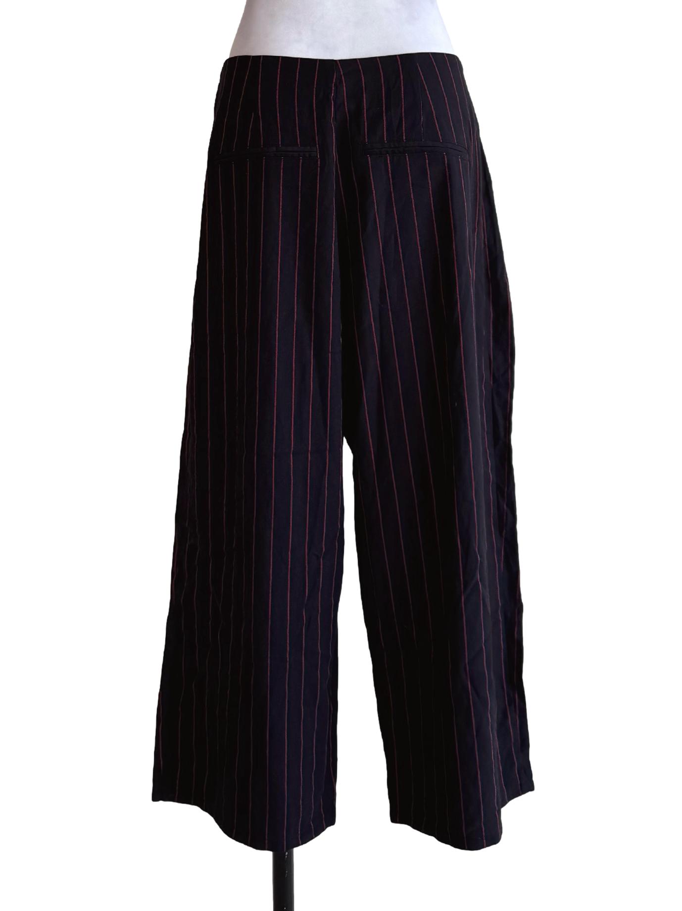 Licorice Black With Cherry Red Stripes Long Pants