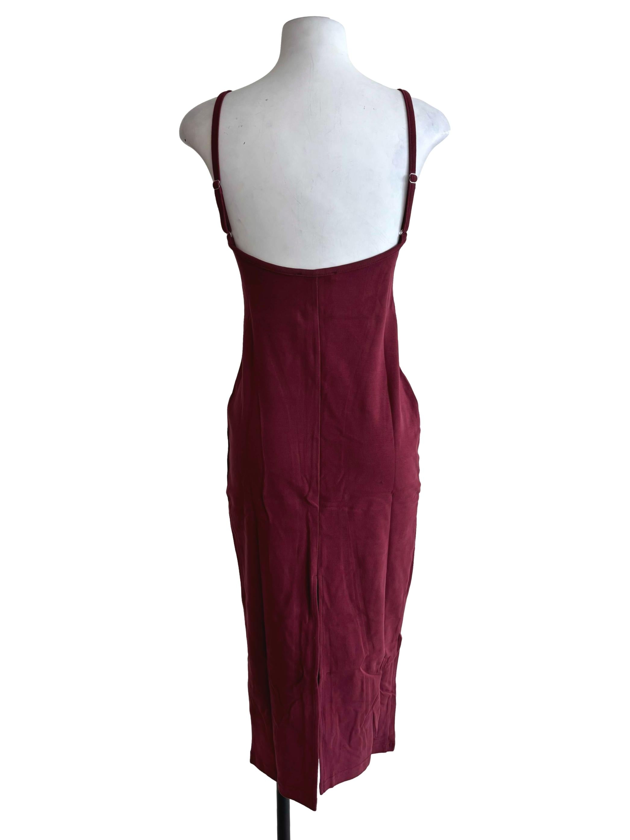 Maroon Reine Low Back Padded Dress