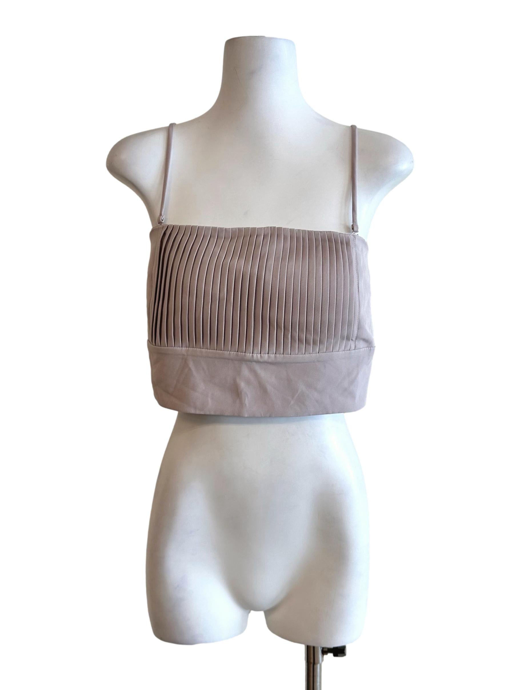 Lavender Purple Padded Pleated Crop Top