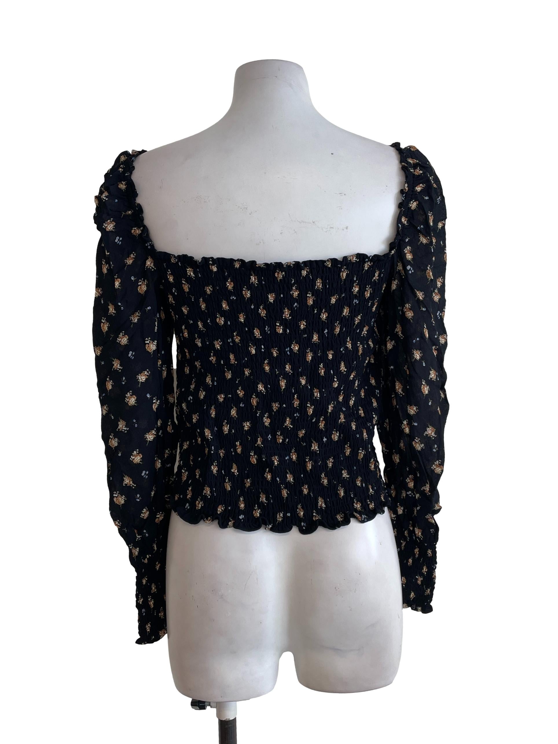 Black Floral Off Shoulder Top