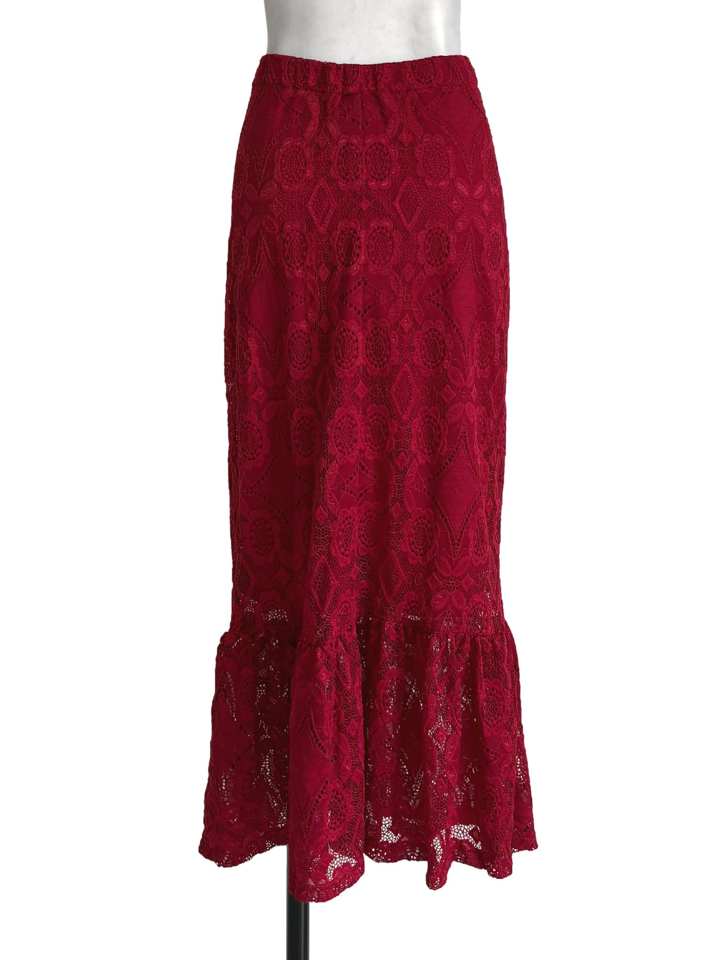 Red Lace Flounce Skirt LB