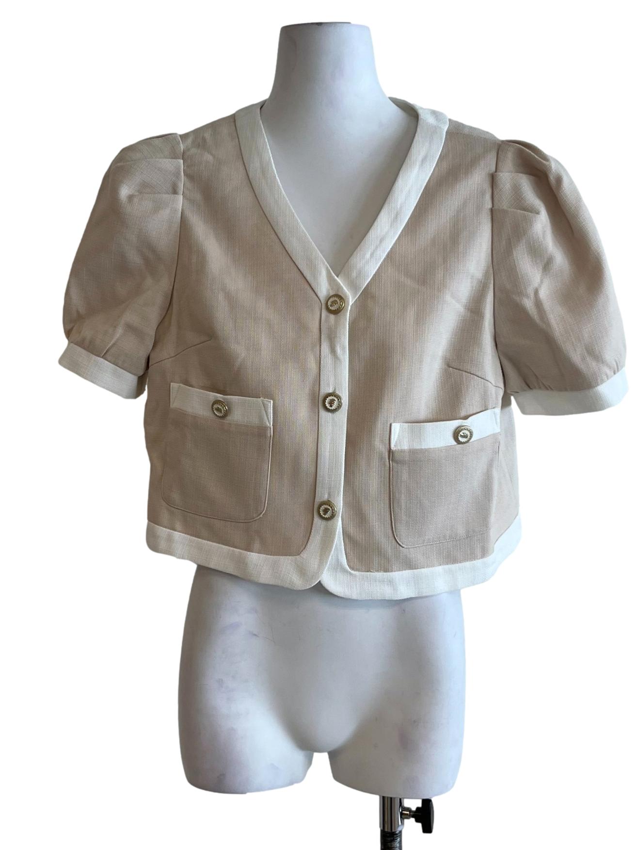 Beige V-Neckline Blouse