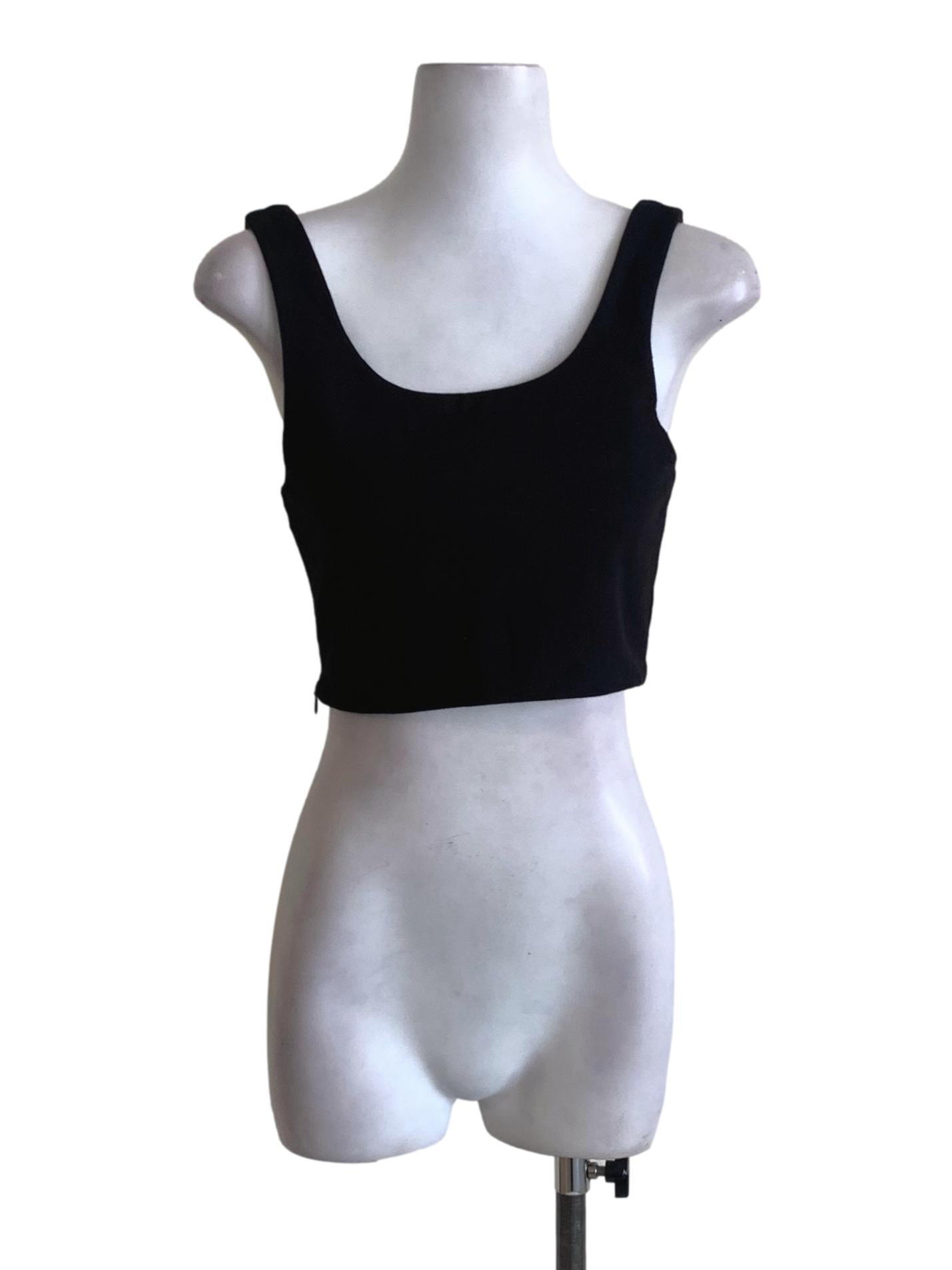 Black Scoop Neckline Cropped Tank Top TTR
