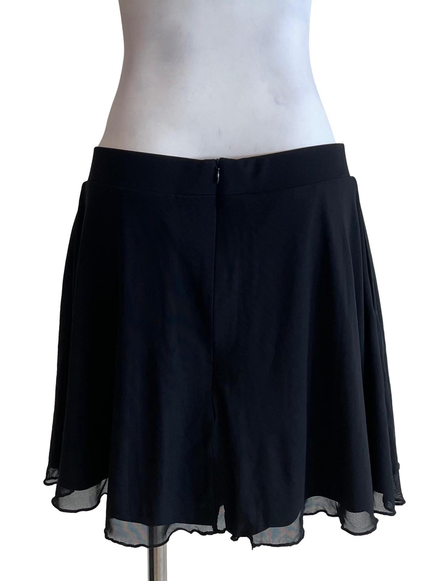 Black Mesh Flip Mini Skirt