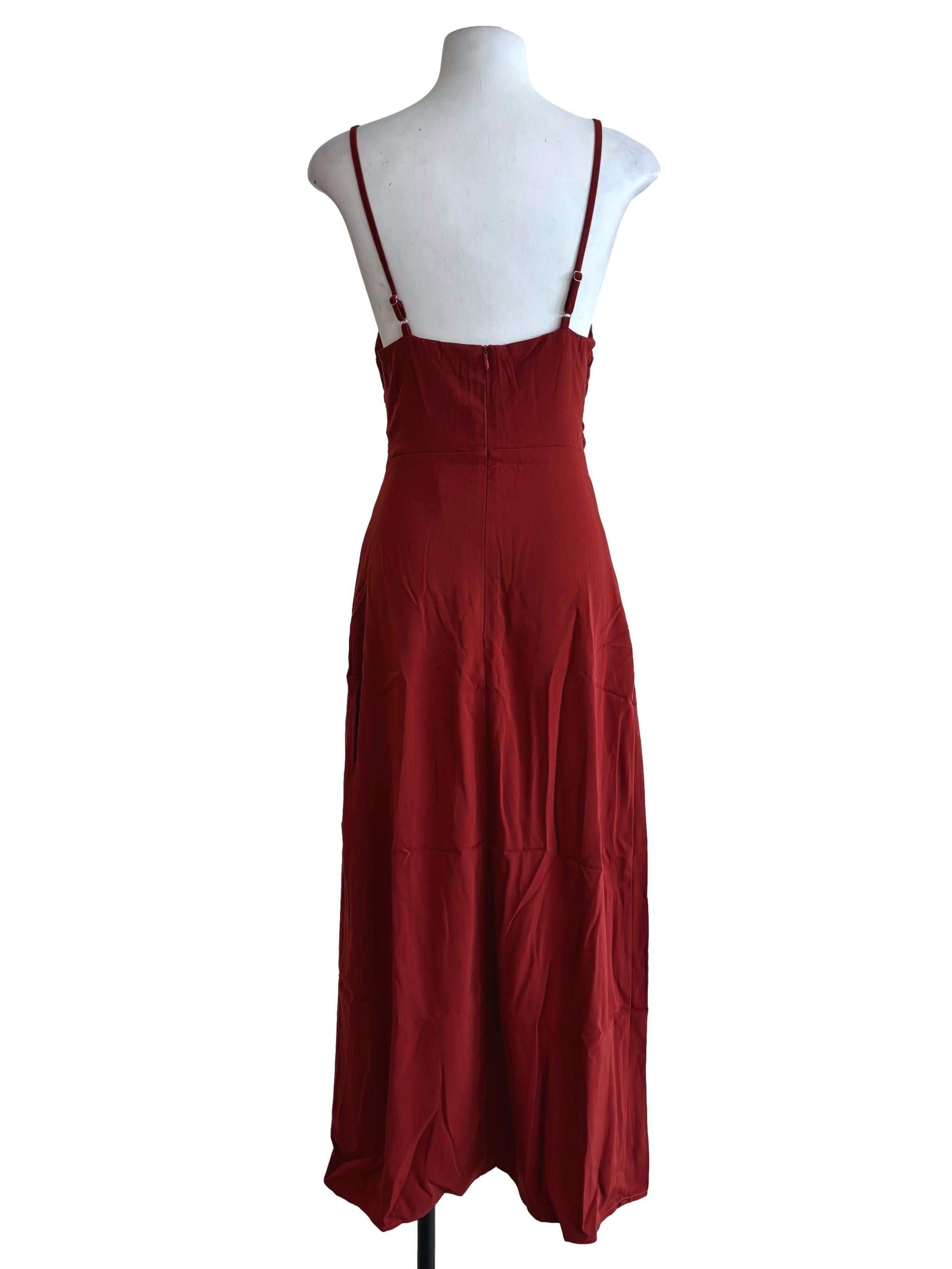 Red Giana Twist Front Padded Midi Dress