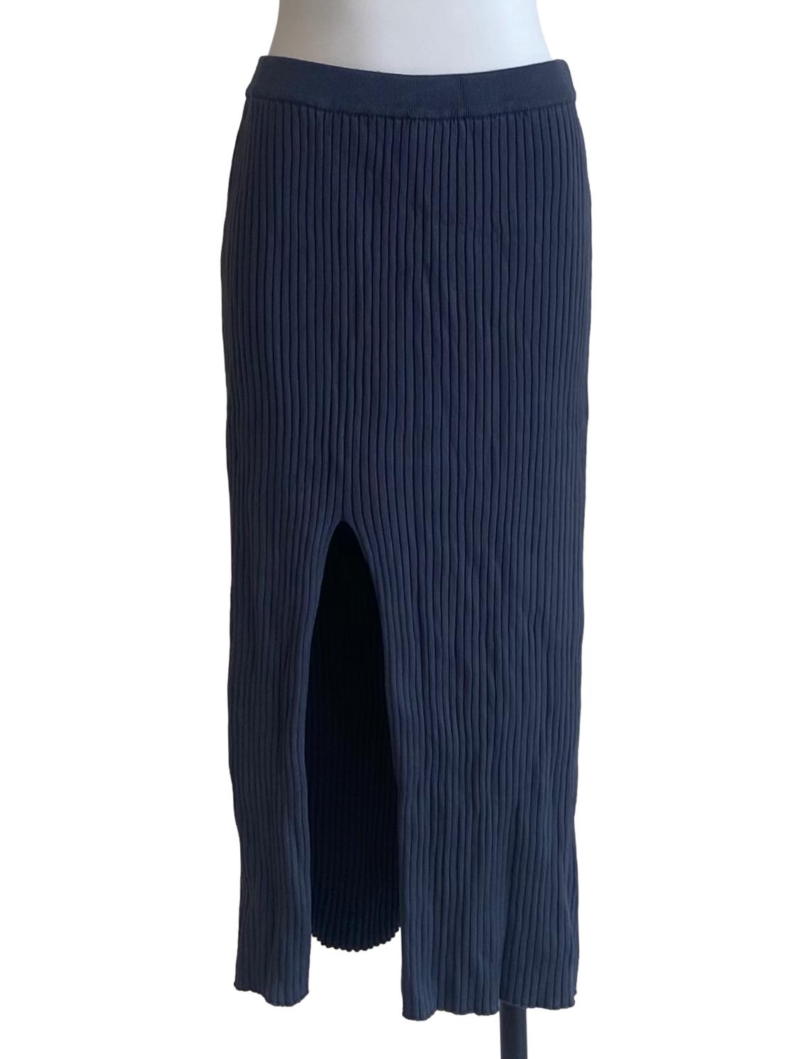 Stone Blue Pencil Stripe Slit Skirt