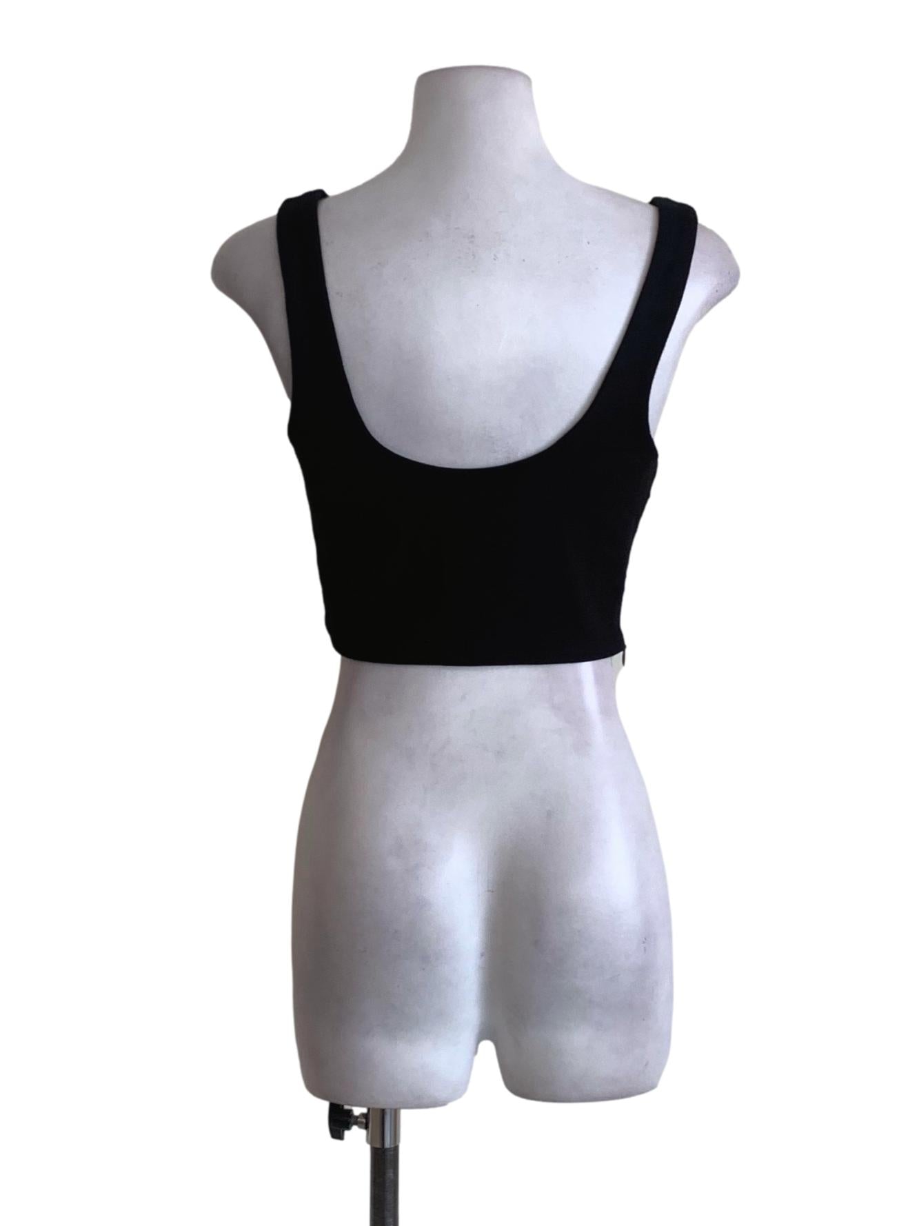 Black Scoop Neckline Cropped Tank Top TTR