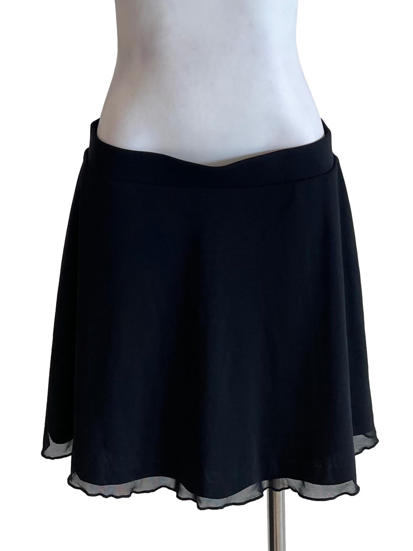 Black Mesh Flip Mini Skirt