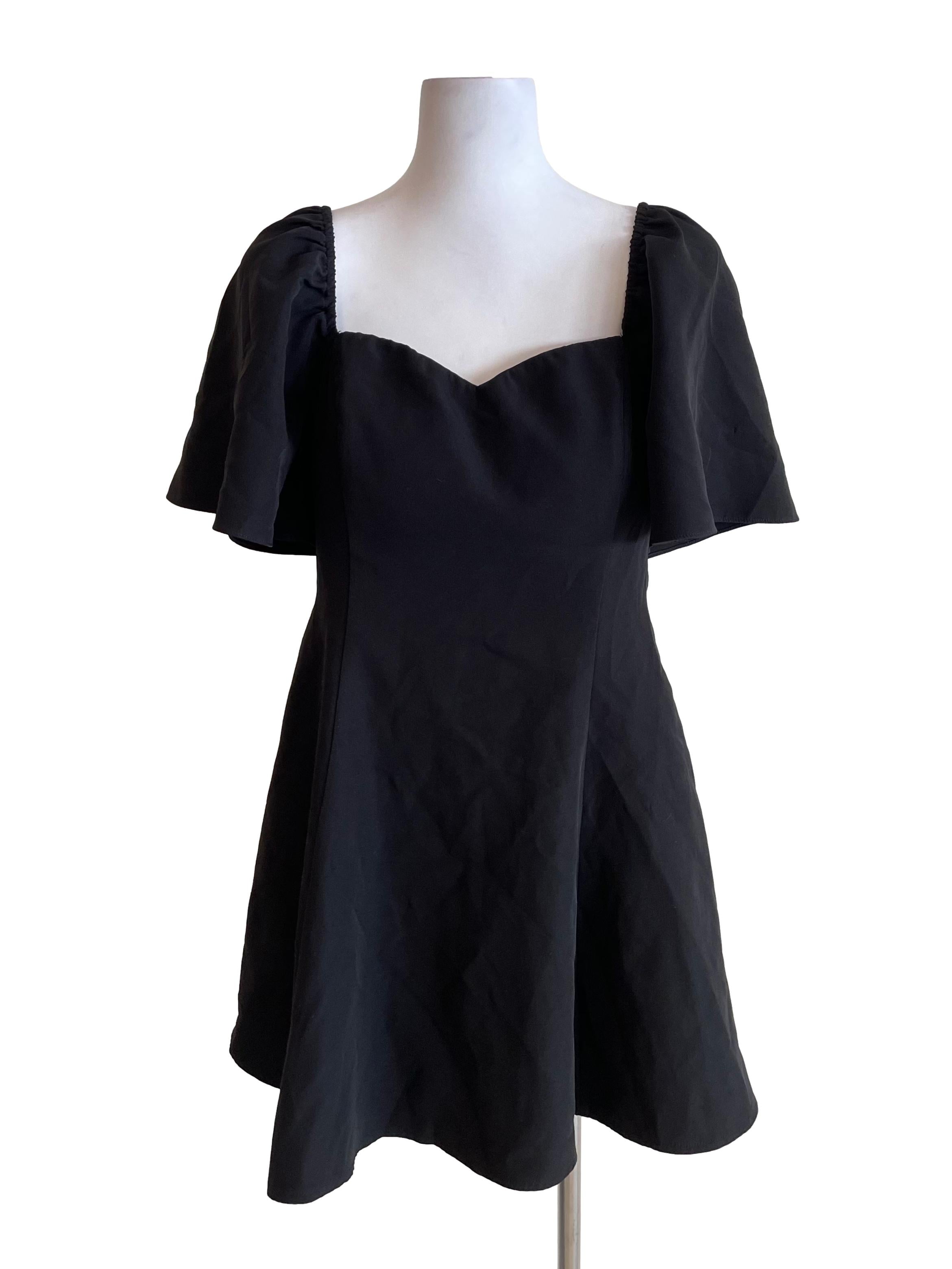 Black Butterfly Sleeves Panelled Dress