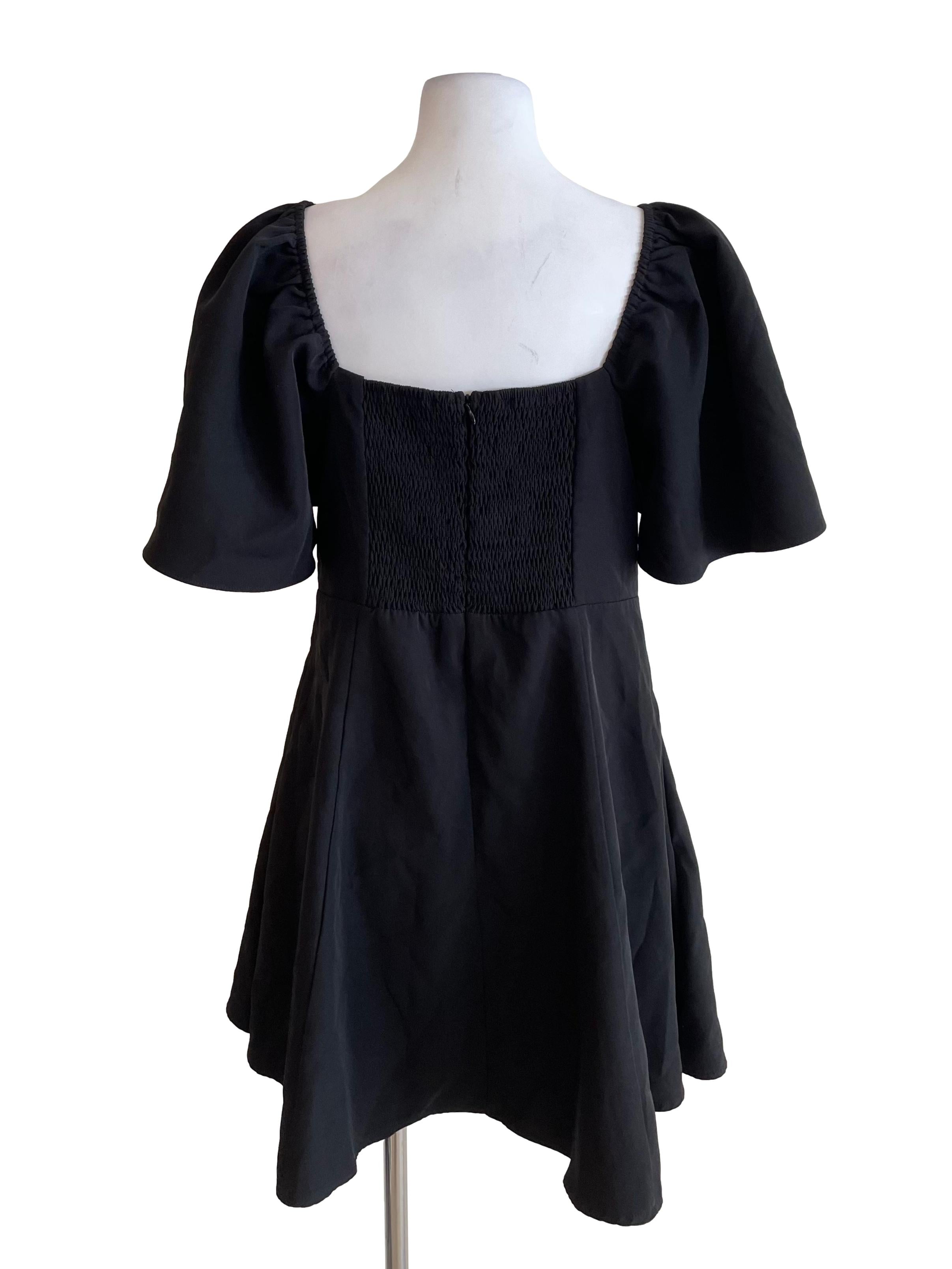 Black Butterfly Sleeves Panelled Dress
