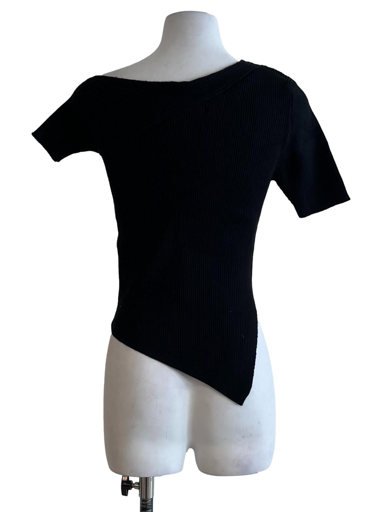 Black Sabrina Neckline Blouse