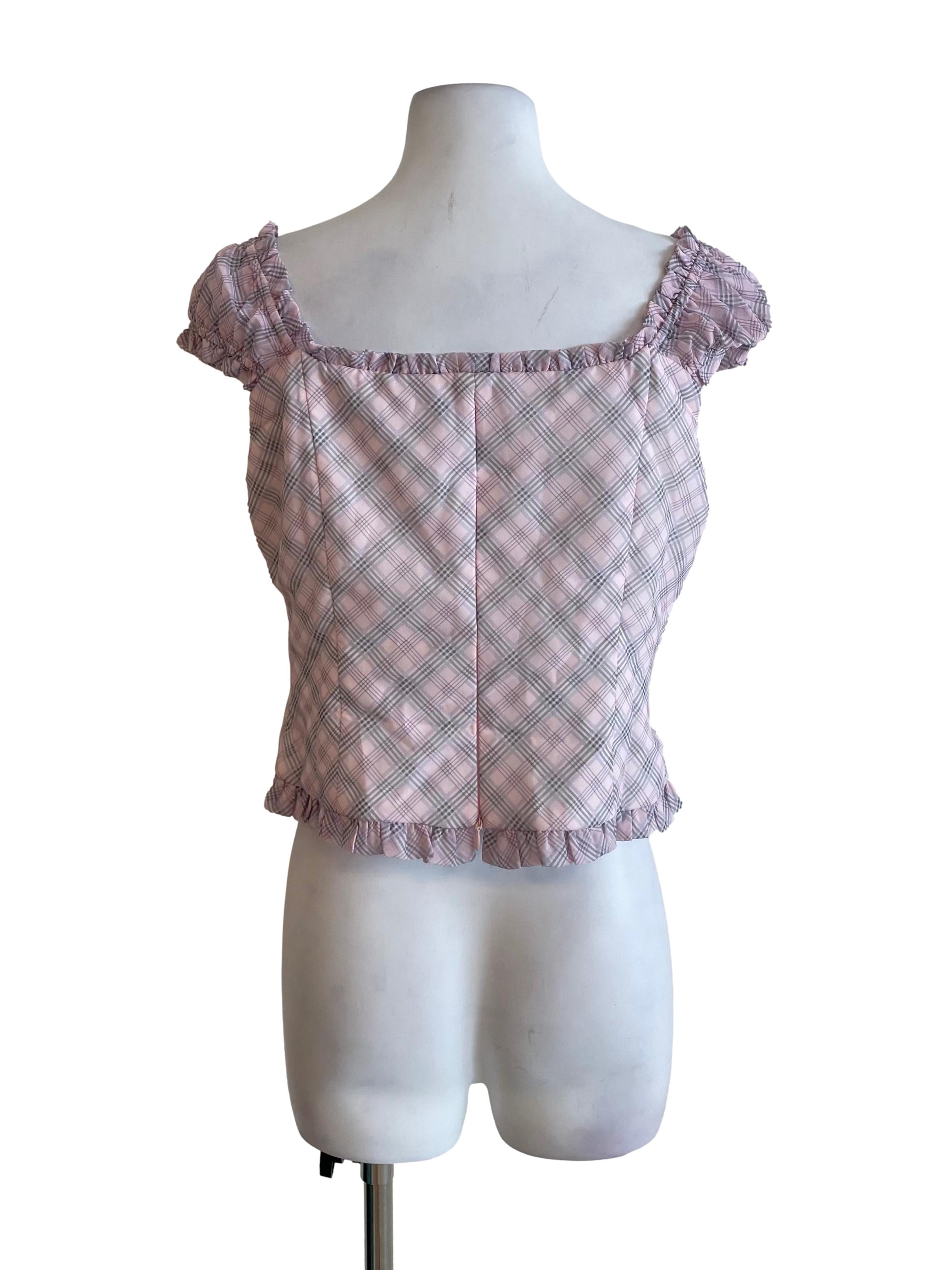 Pastel Pink Checkered Top