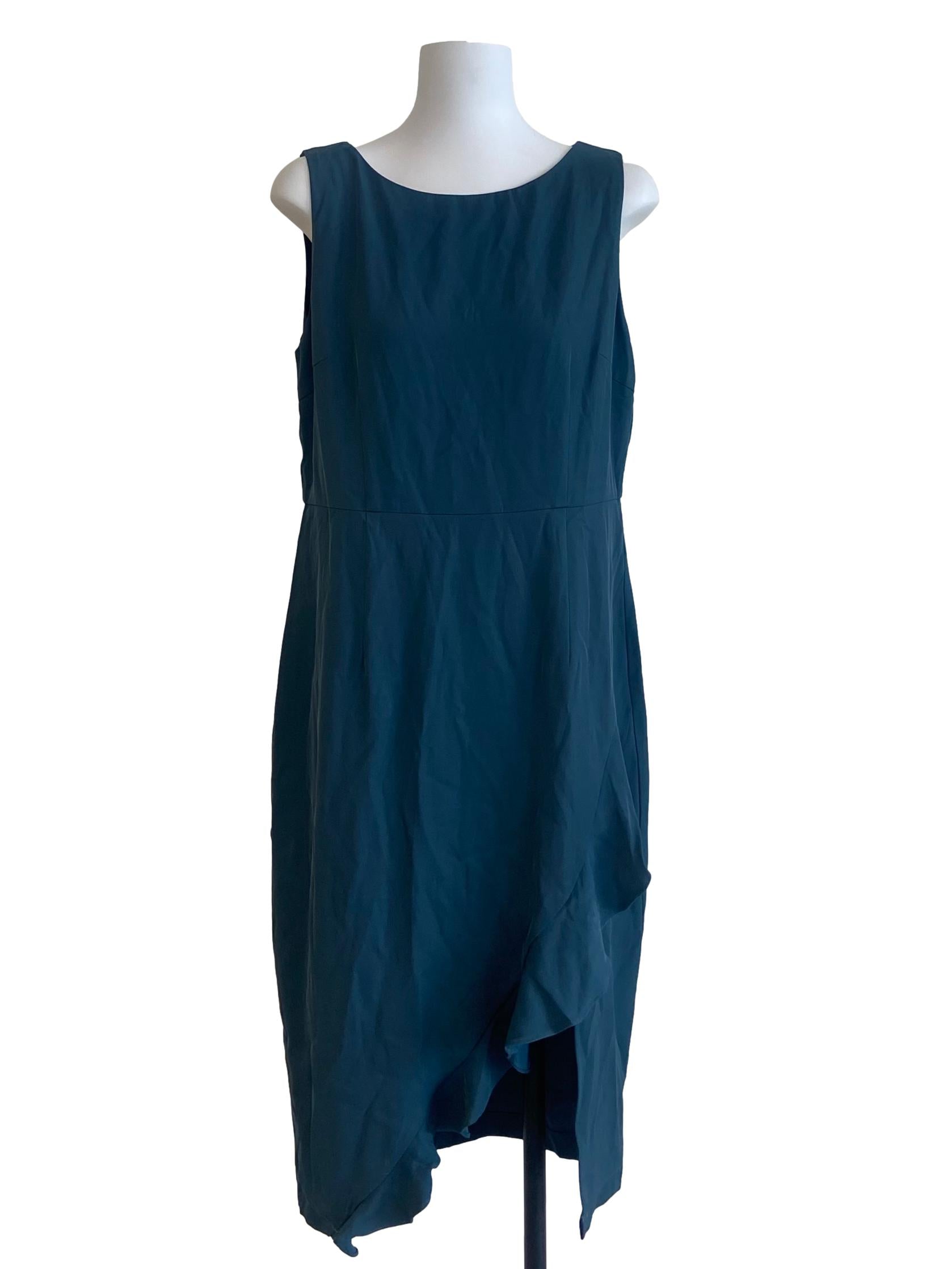 Aegean Blue Ruffled Asymmetric Dress