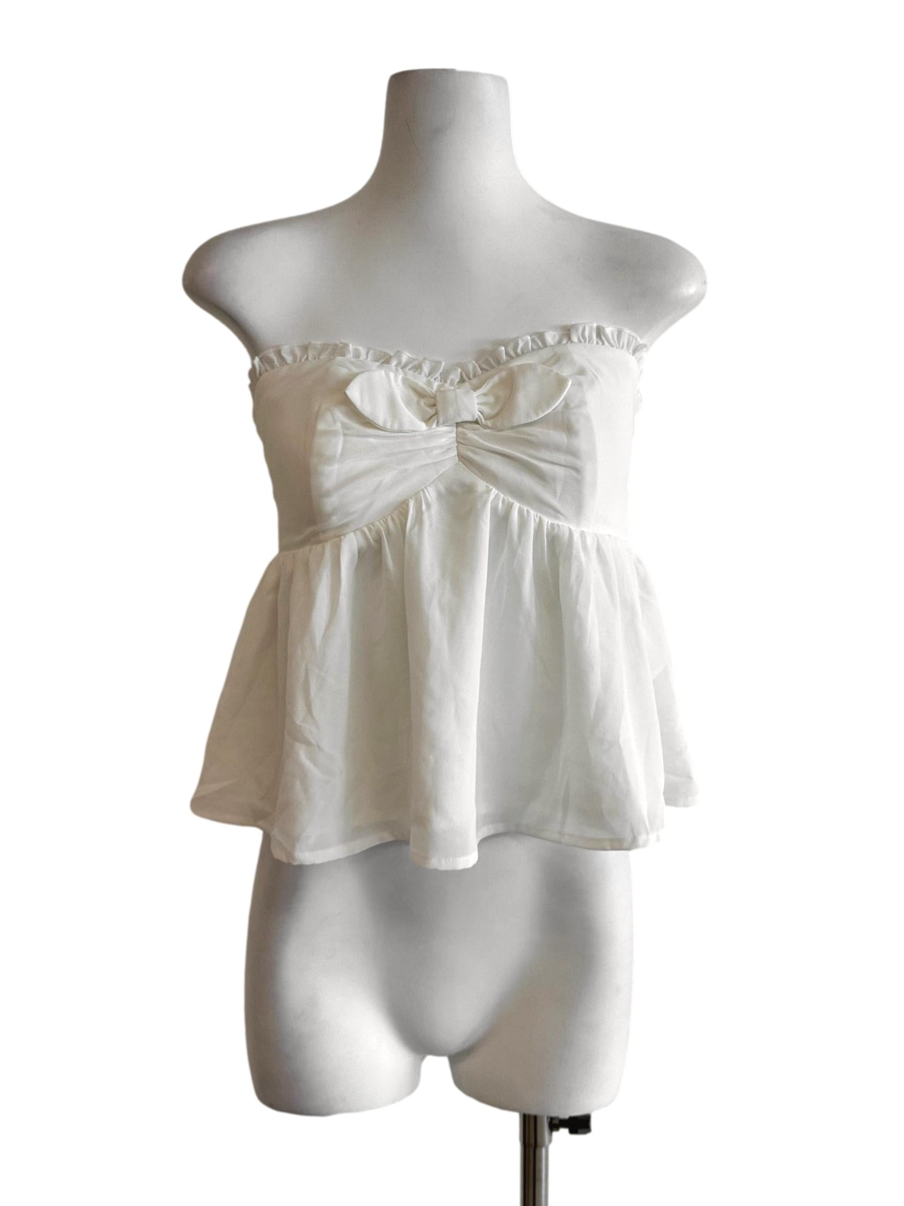 Daisy White Padded Strapless Top