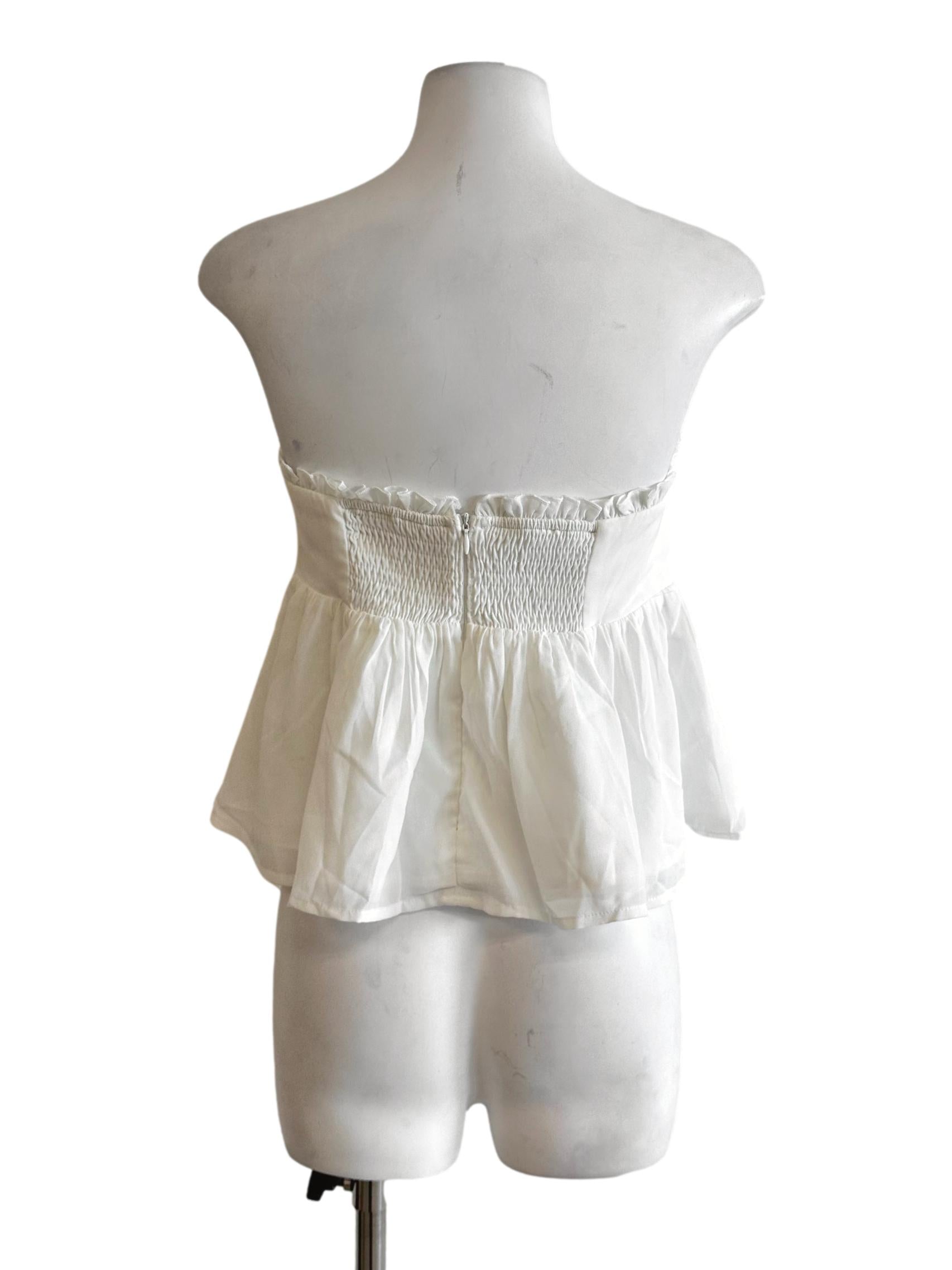 Daisy White Padded Strapless Top