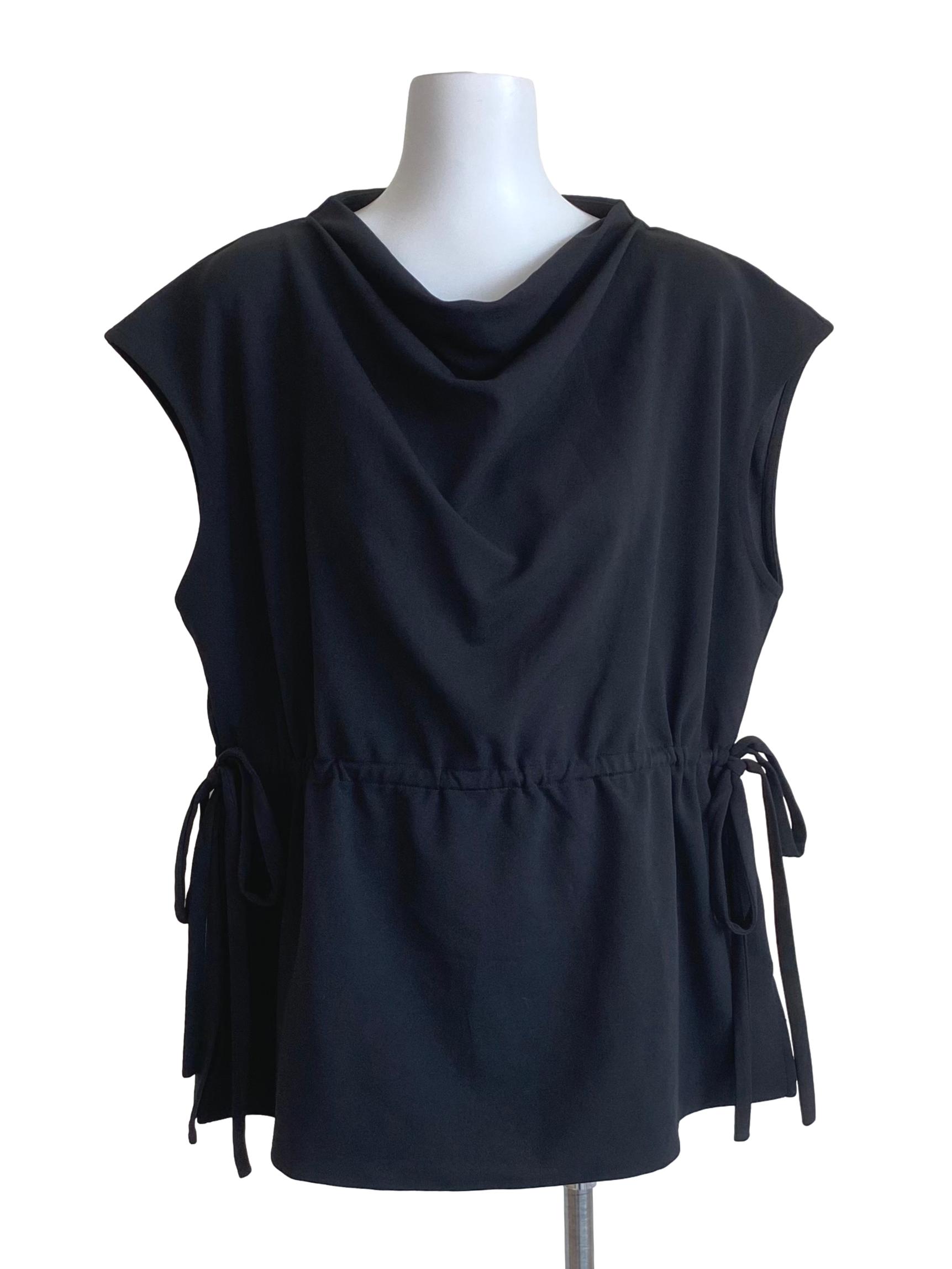 Black Draped Sabrina Top