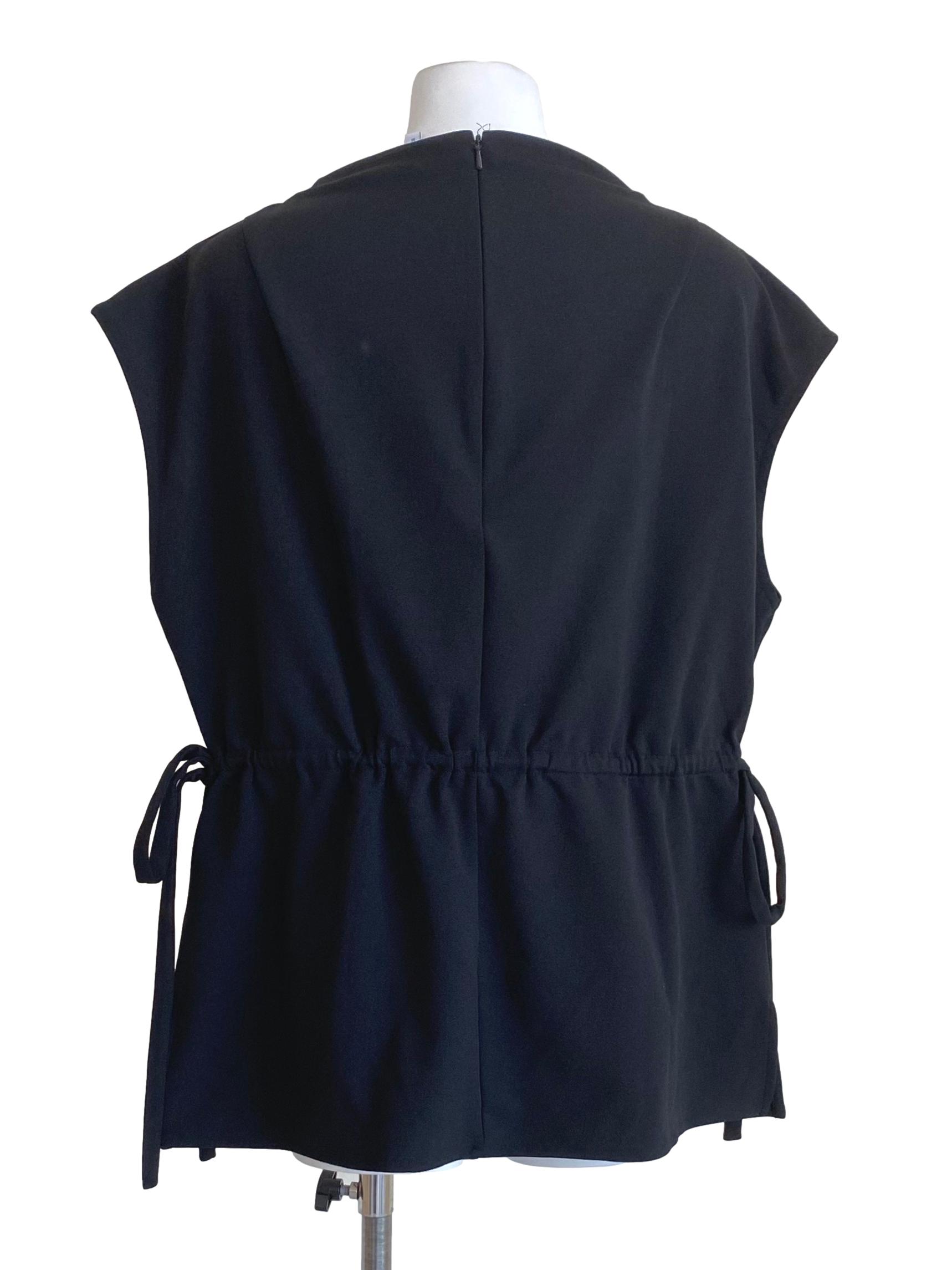Black Draped Sabrina Top