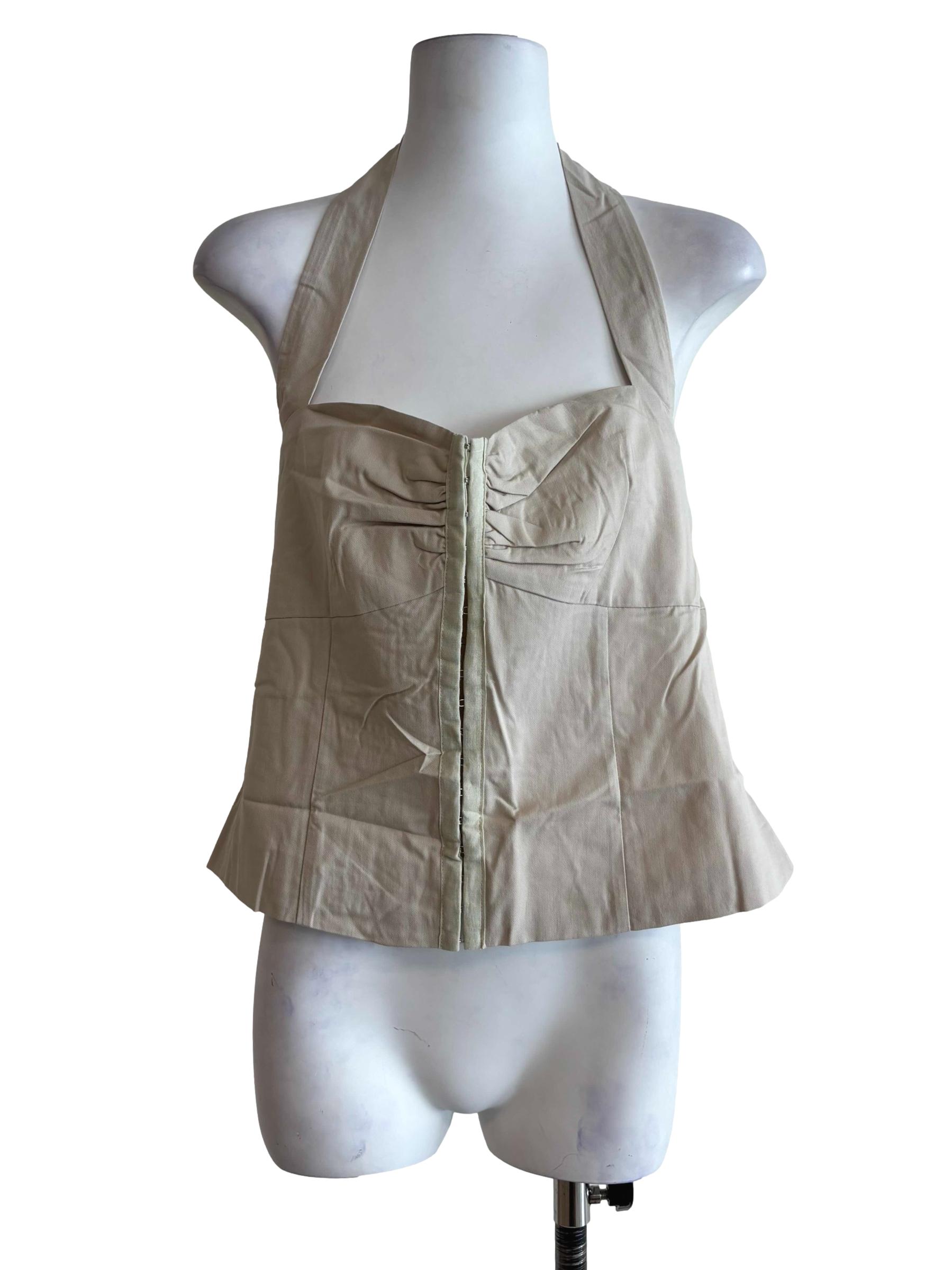 Beige Jaime Hook Front Halter Top