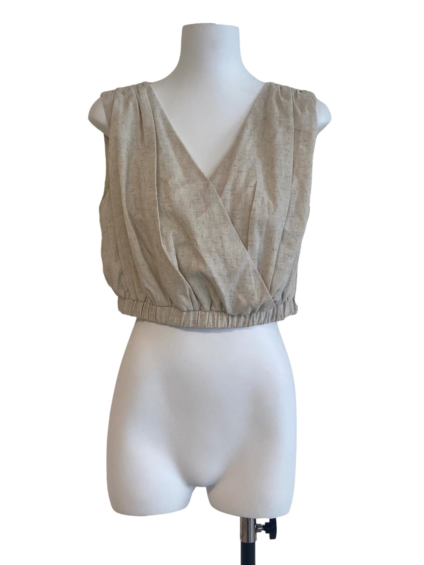 Alabaster Beige Sleeveless Crop Top TWL