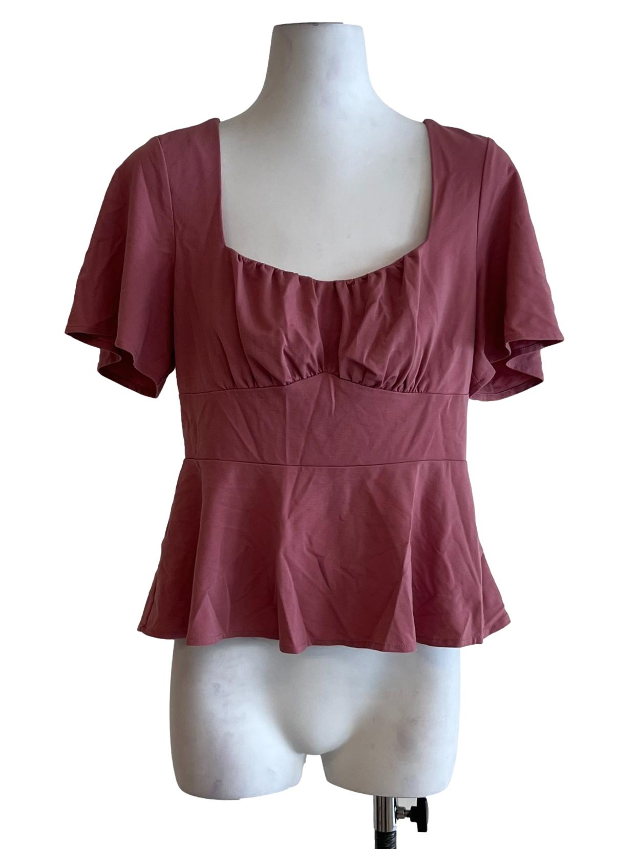 Rose Pink Square Neckline Blouse