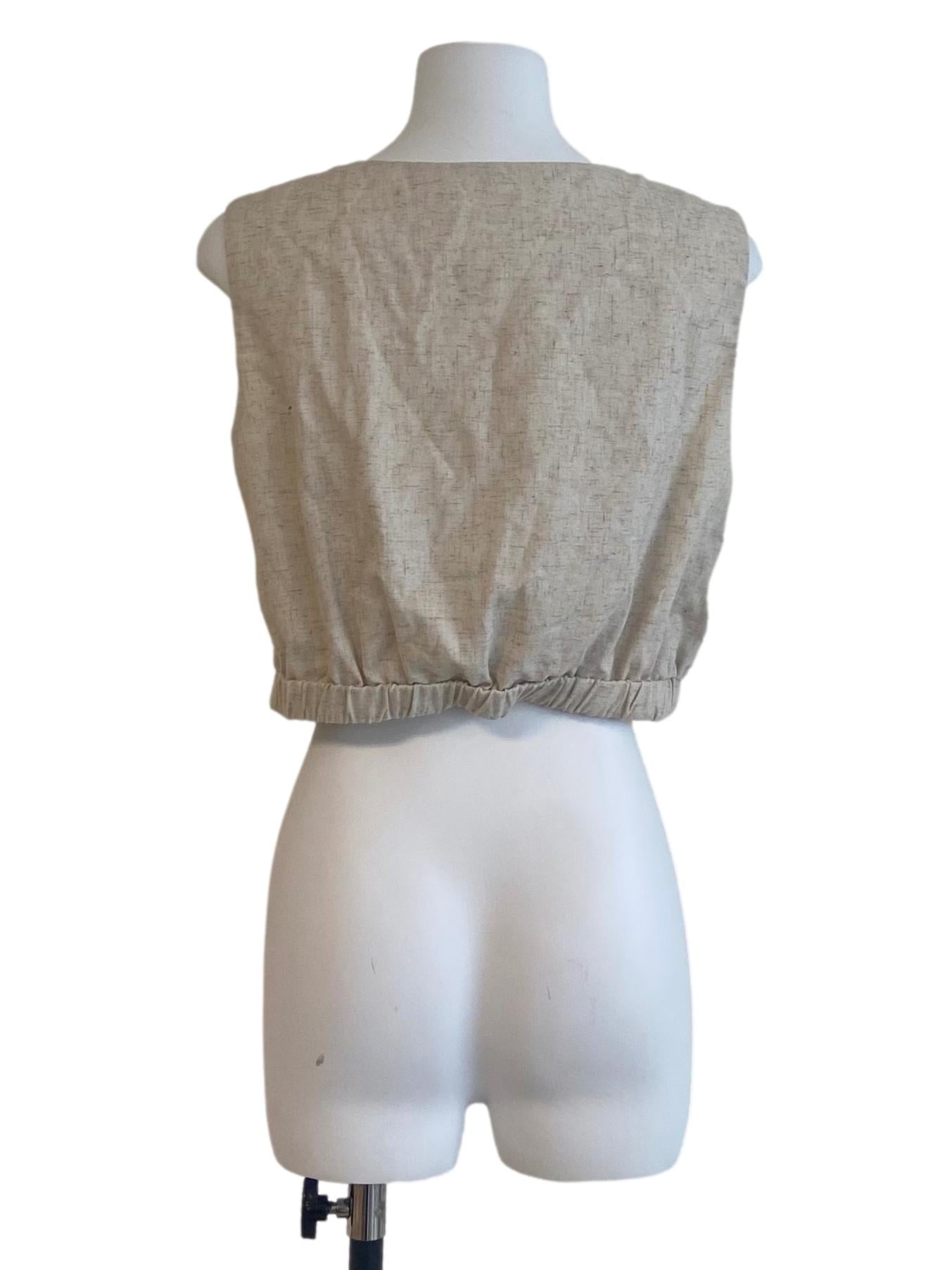 Alabaster Beige Sleeveless Crop Top TWL