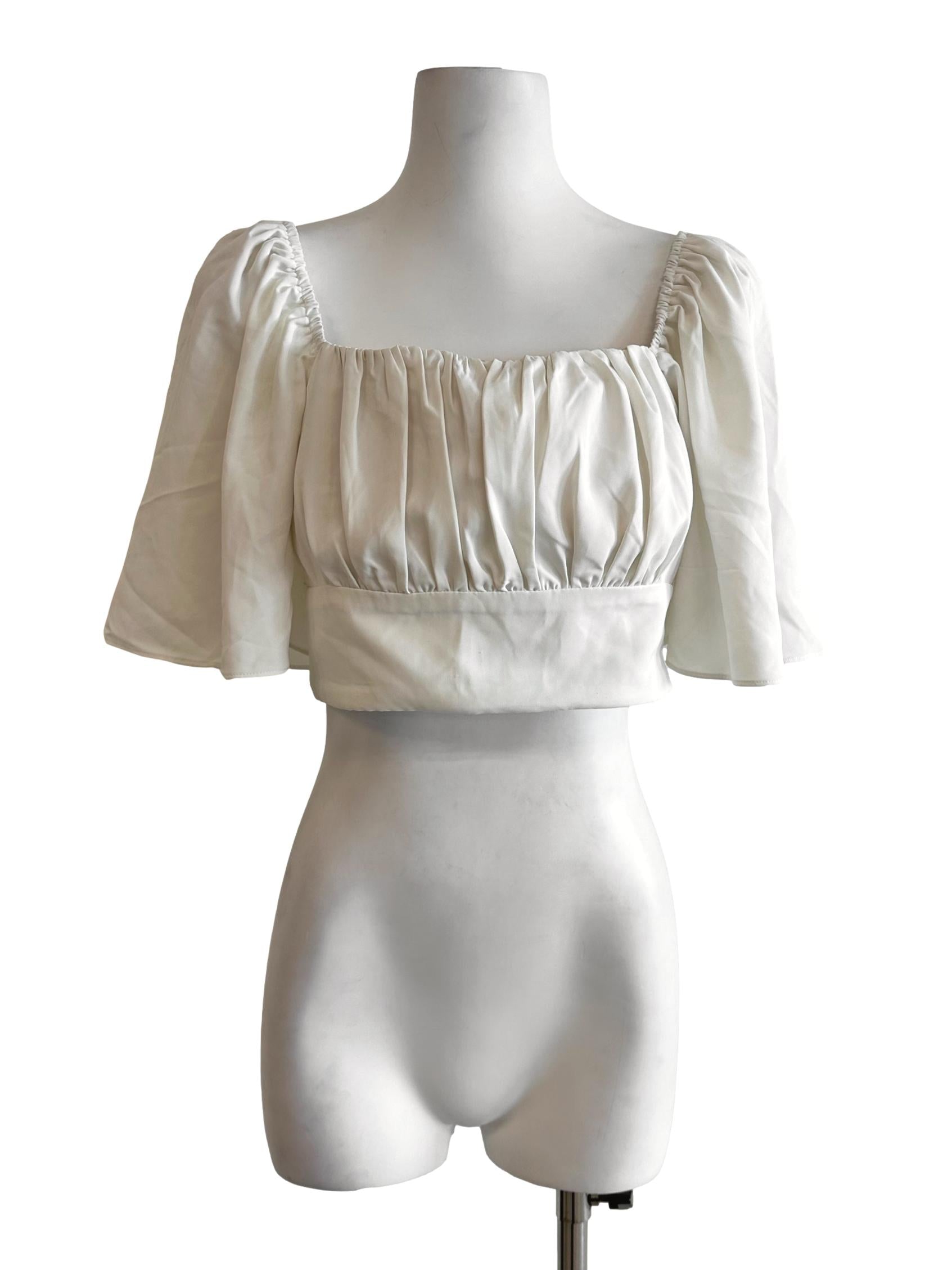 White Padded Cropped Crop Top