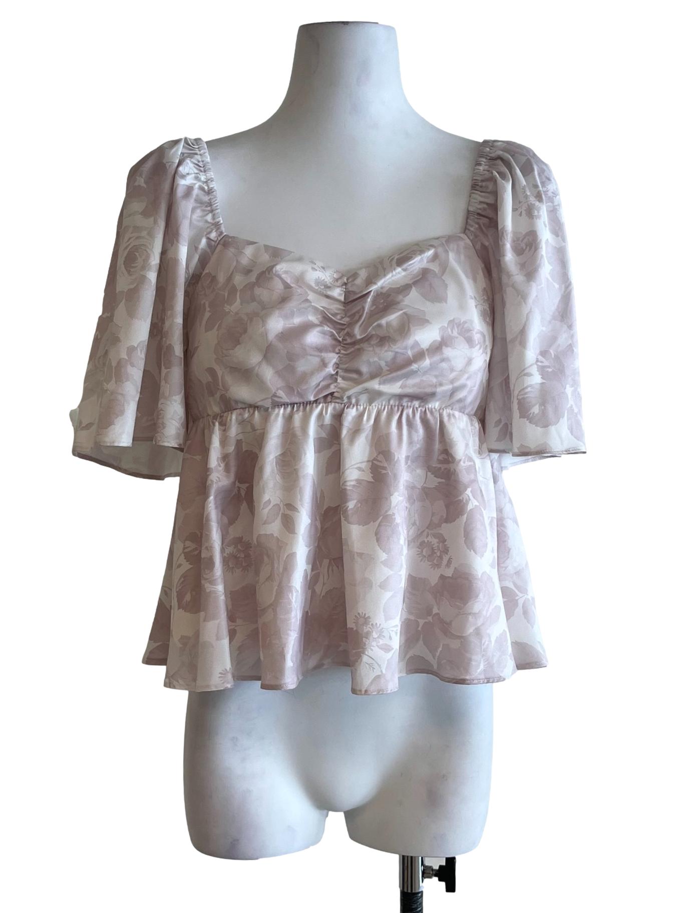 White Floral Peplum Blouse