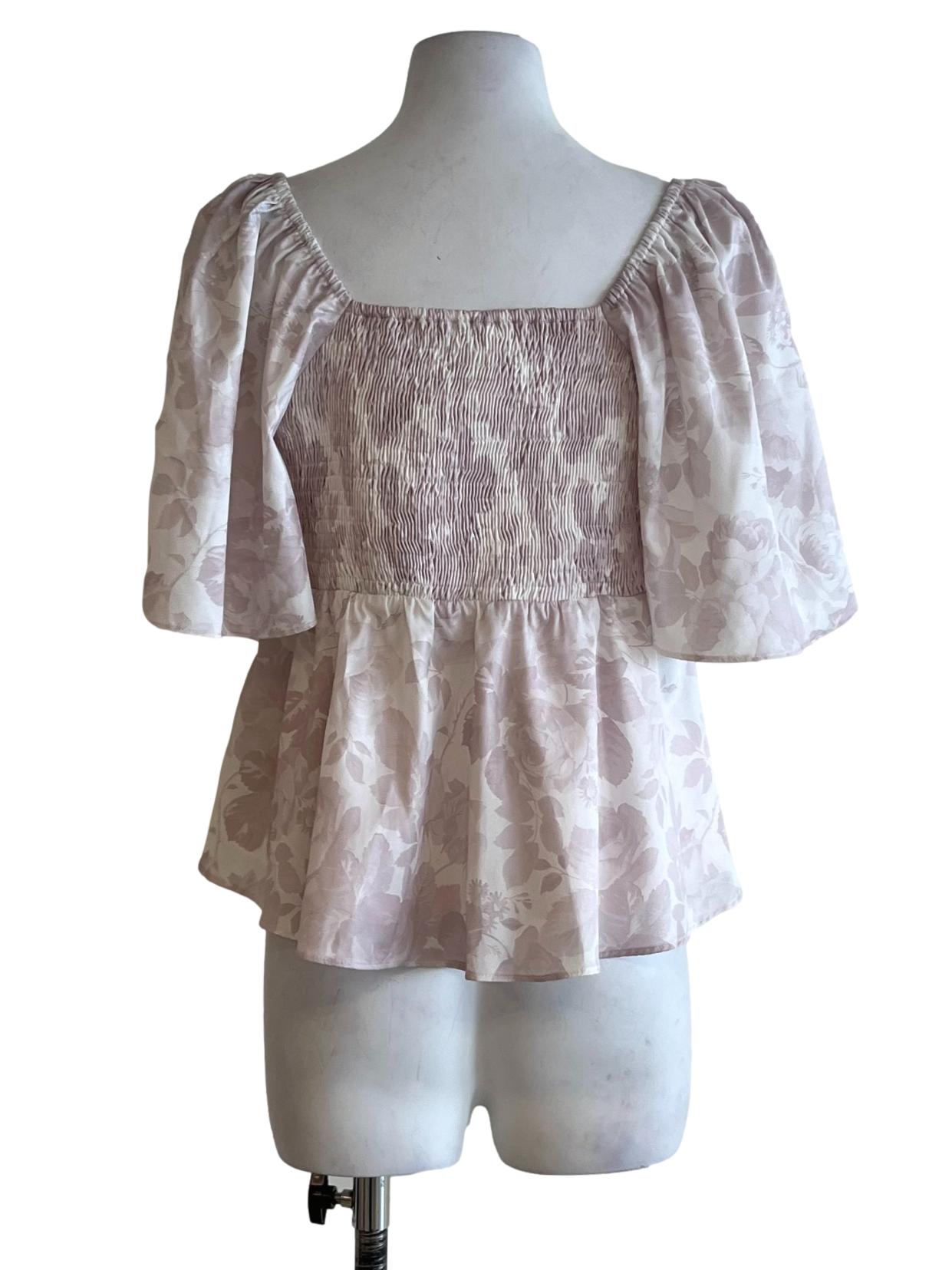 White Floral Peplum Blouse
