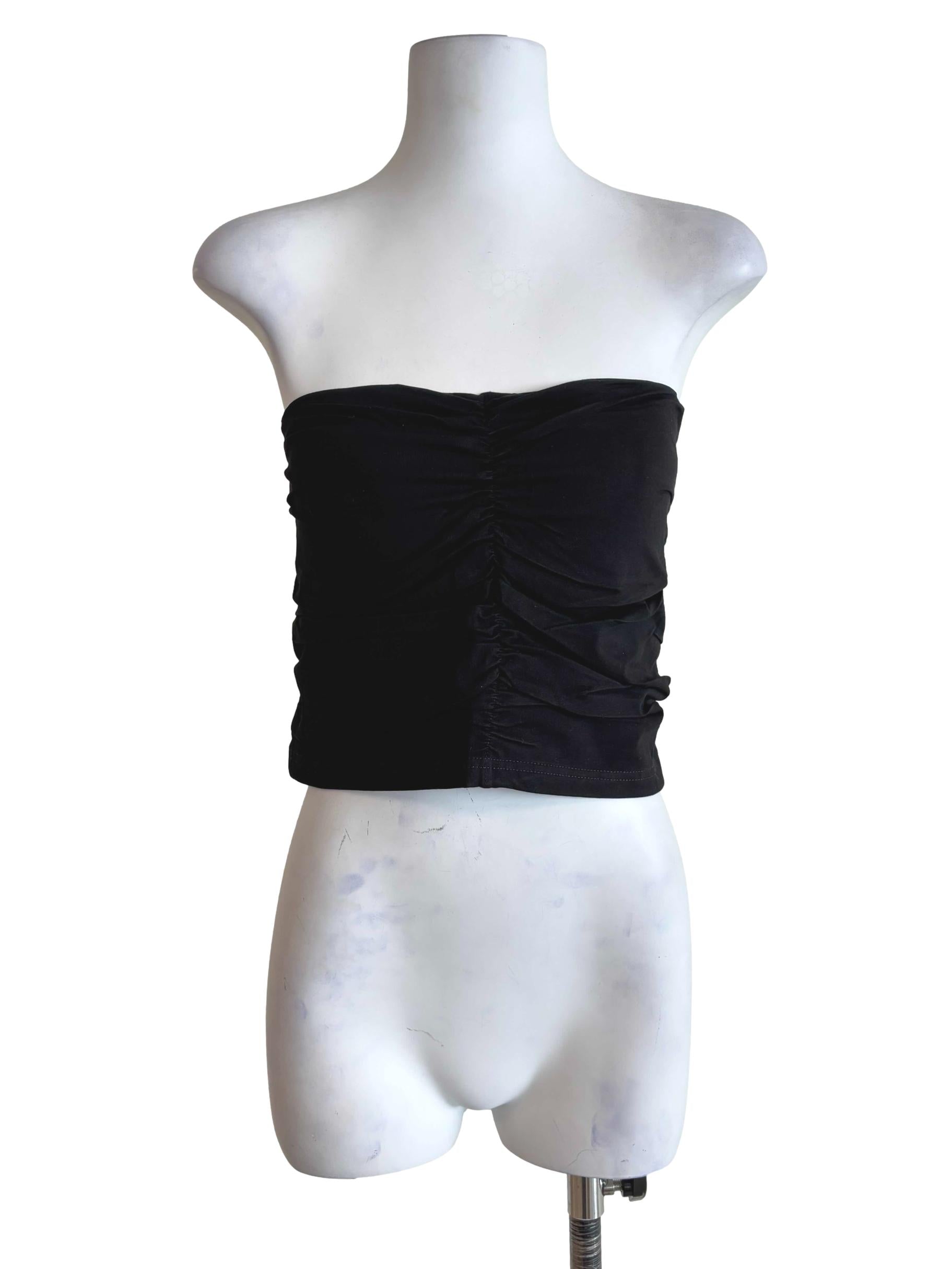 Black Anaya Ruched Tube Padded Top