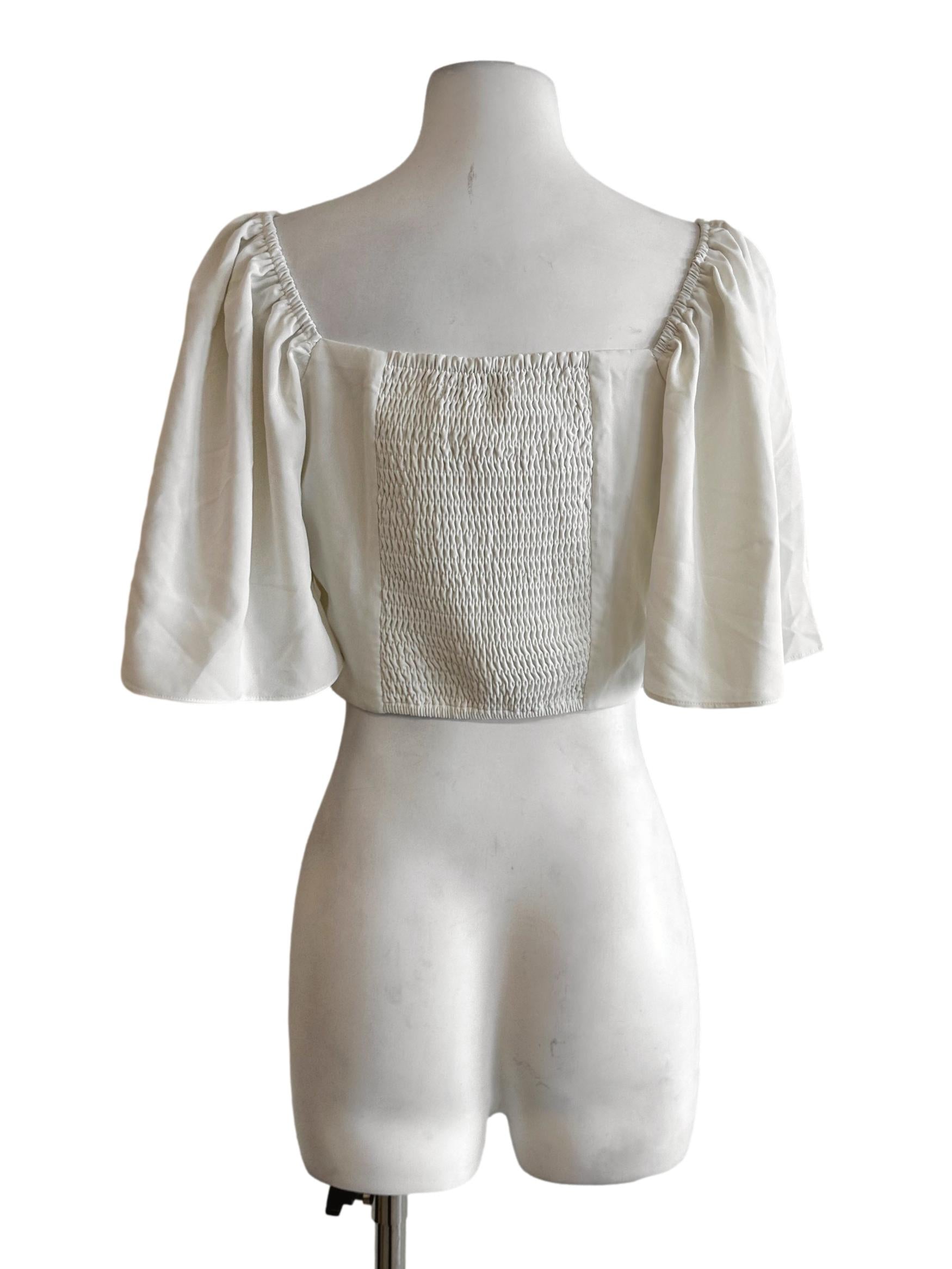 White Padded Cropped Crop Top