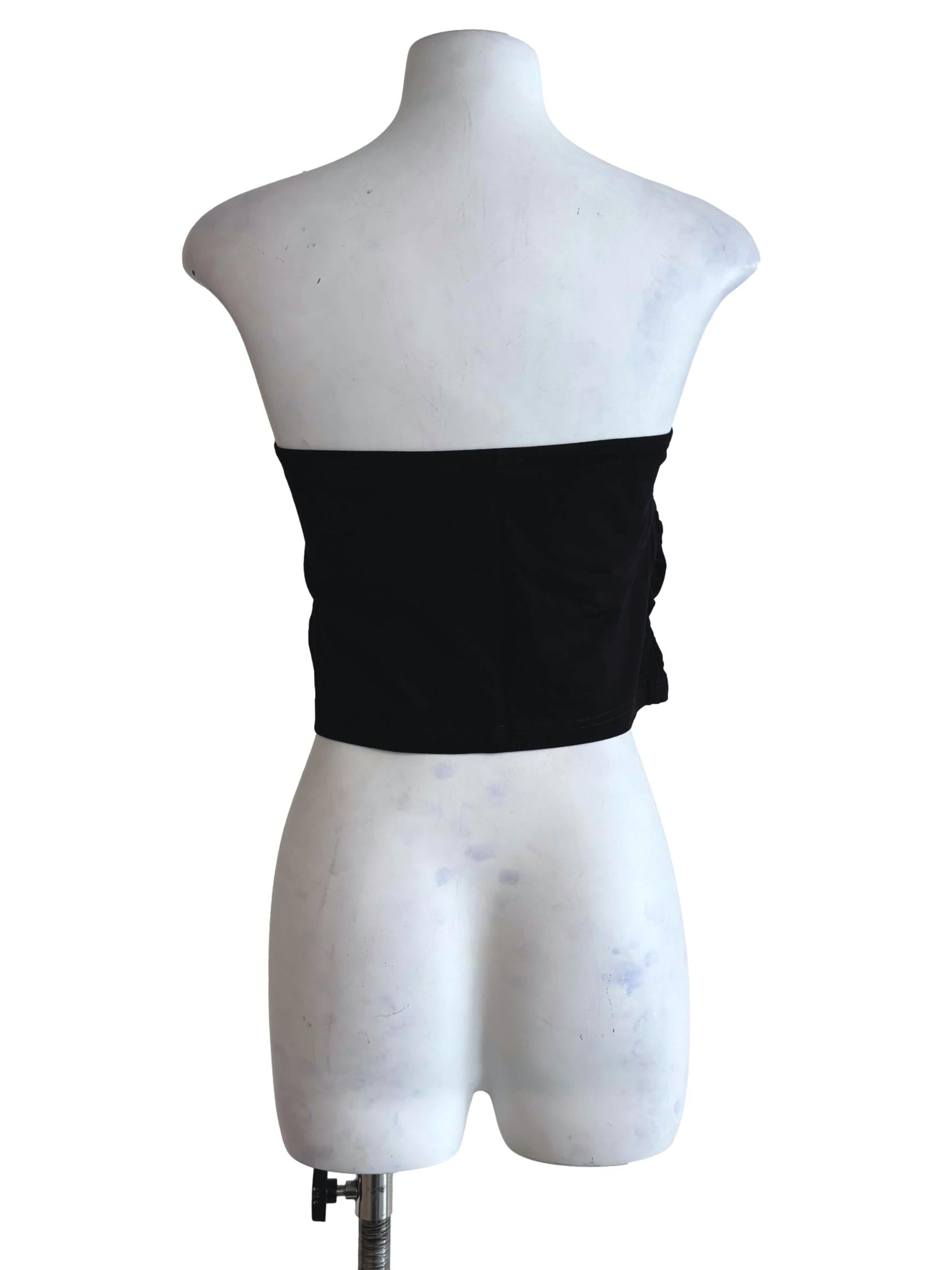 Black Anaya Ruched Tube Padded Top