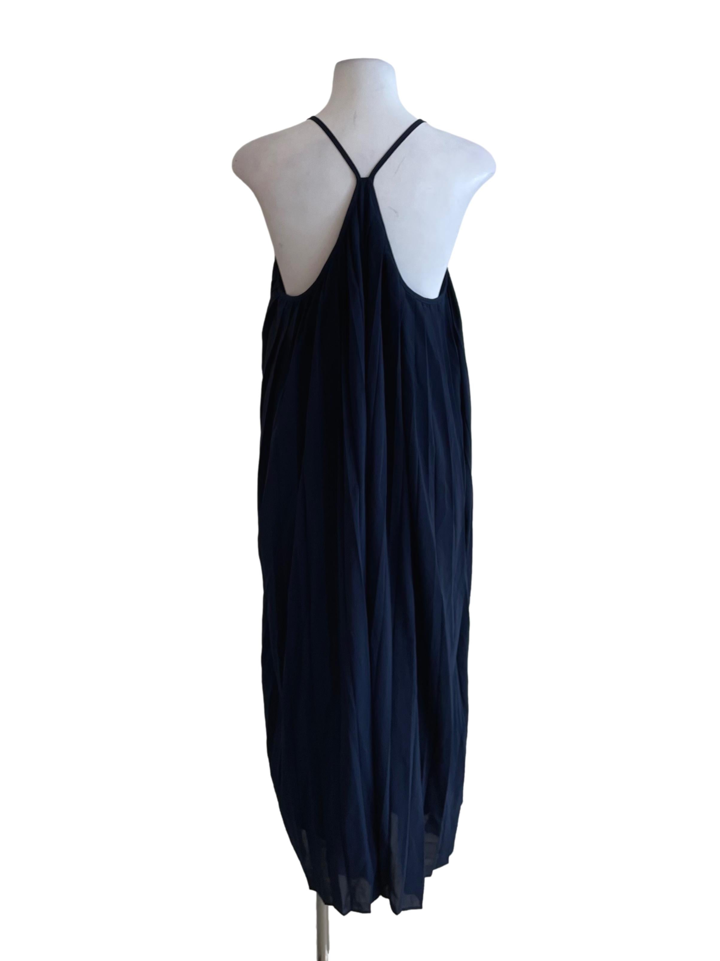 Navy Pleated Baggy Cami Dress