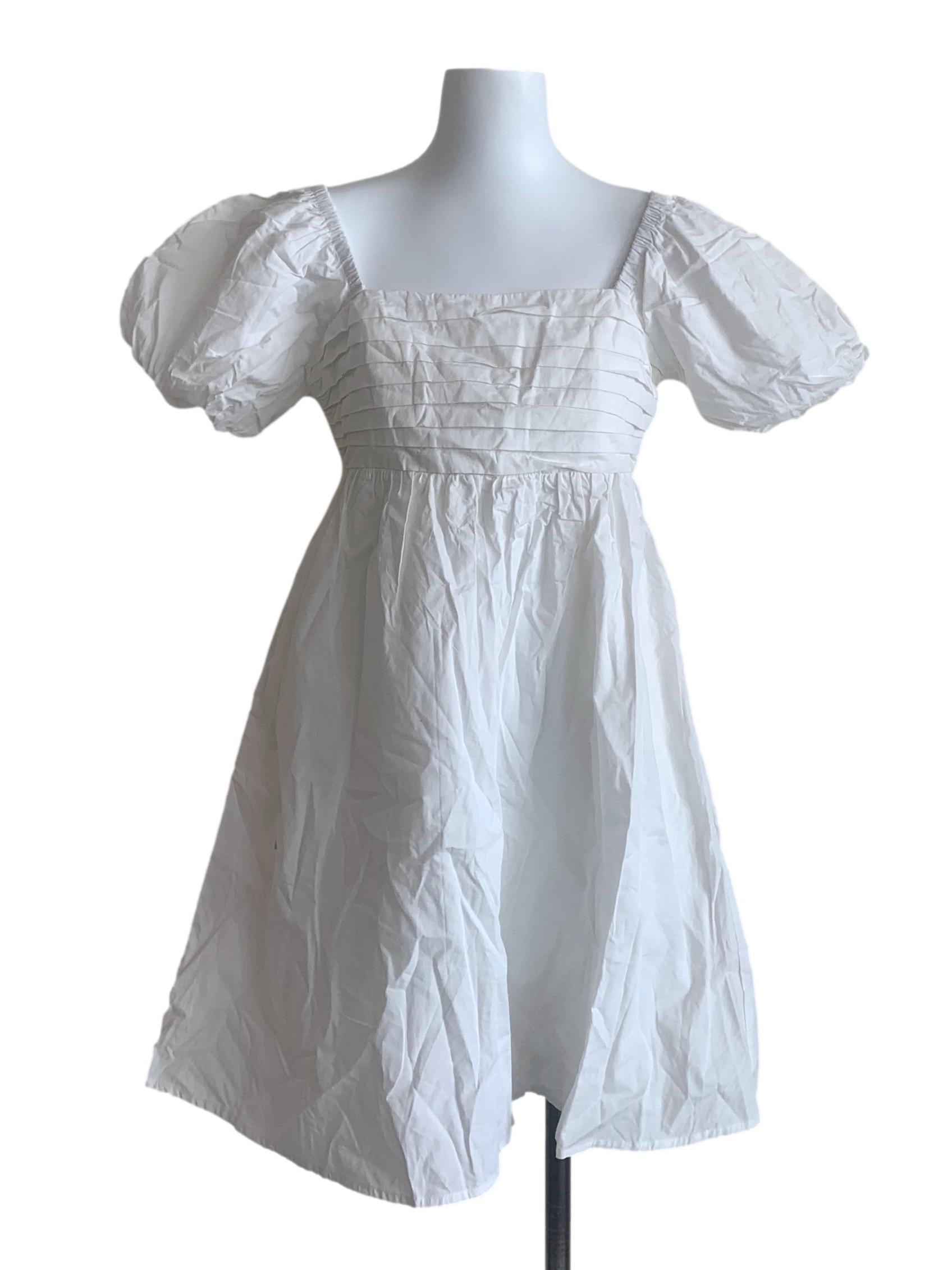White Puff Sleeves Dress TCL