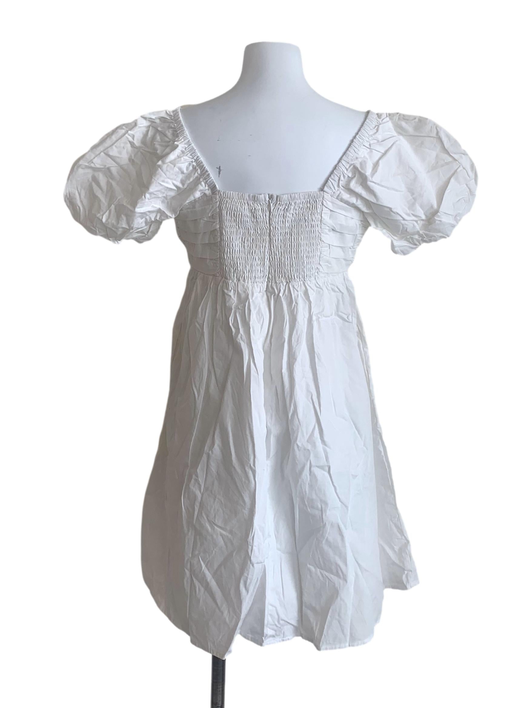 White Puff Sleeves Dress TCL