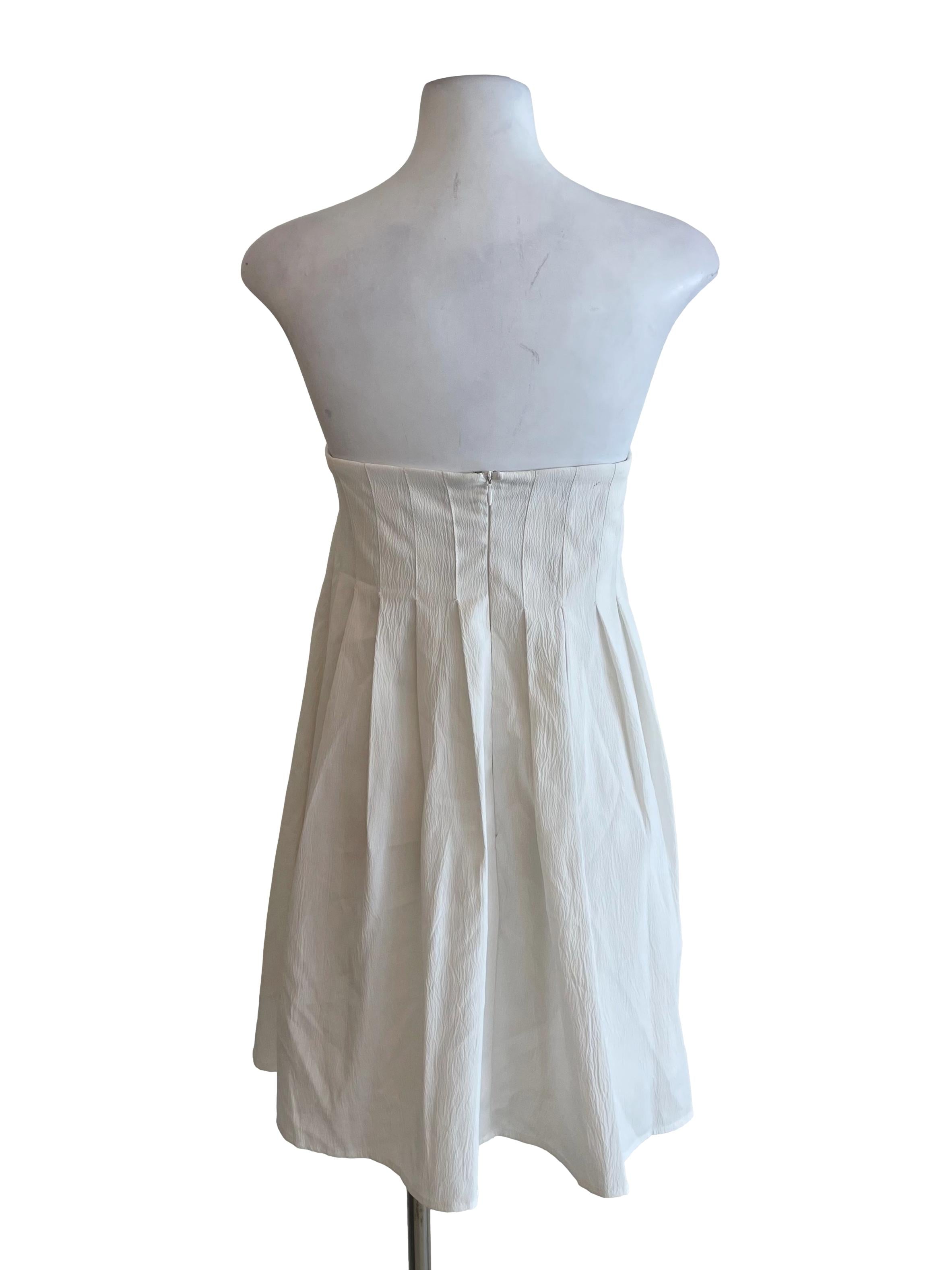 Cotton Pleated Strapless Dress