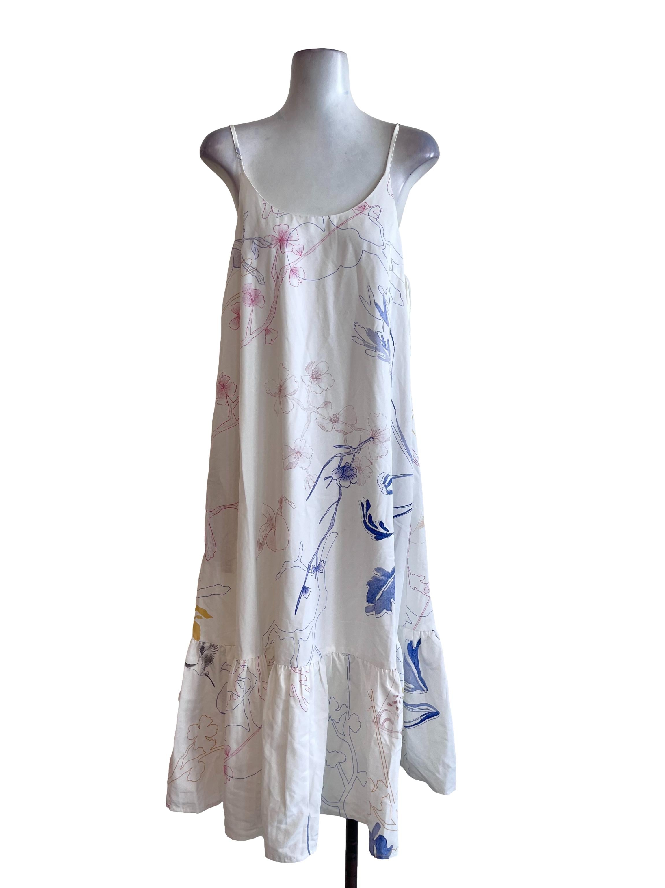 White Based Flower Patterned Dress LB
